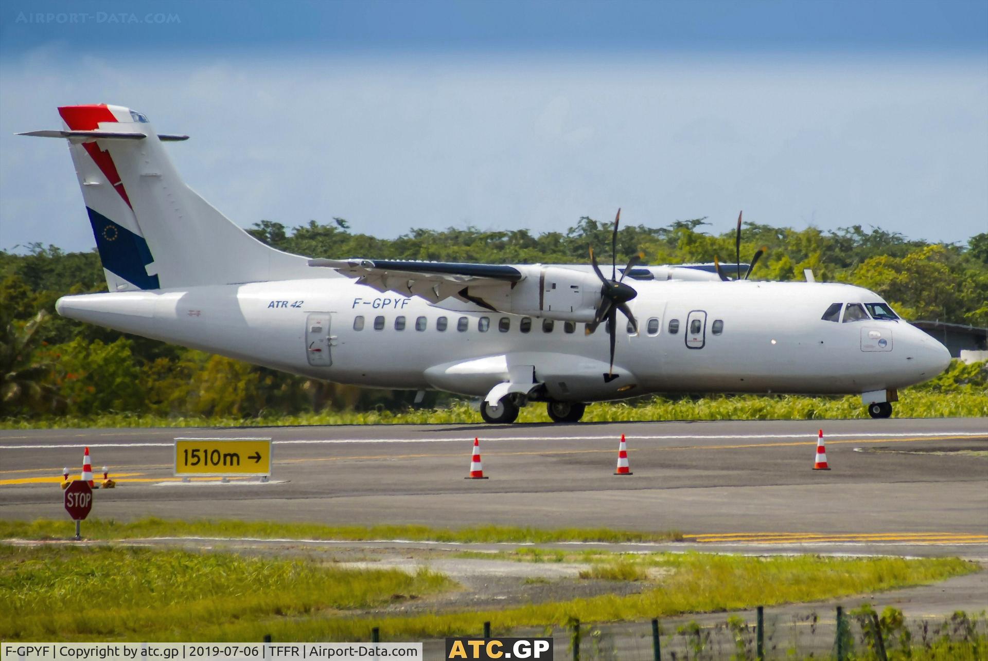 F-GPYF, 1995 ATR 42-500 C/N 495, ATR 42-500 operated by Air Antilles arriving at Pointe-à-Pitre airport (PTP)
