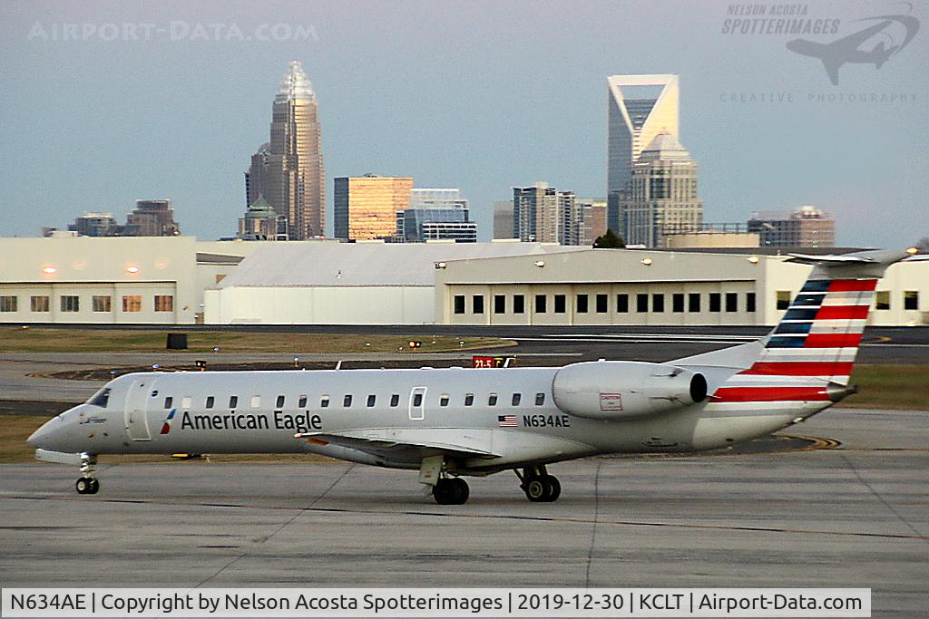 N634AE, 1999 Embraer ERJ-145LR (EMB-145LR) C/N 145150, Classic Queen City skyline shot