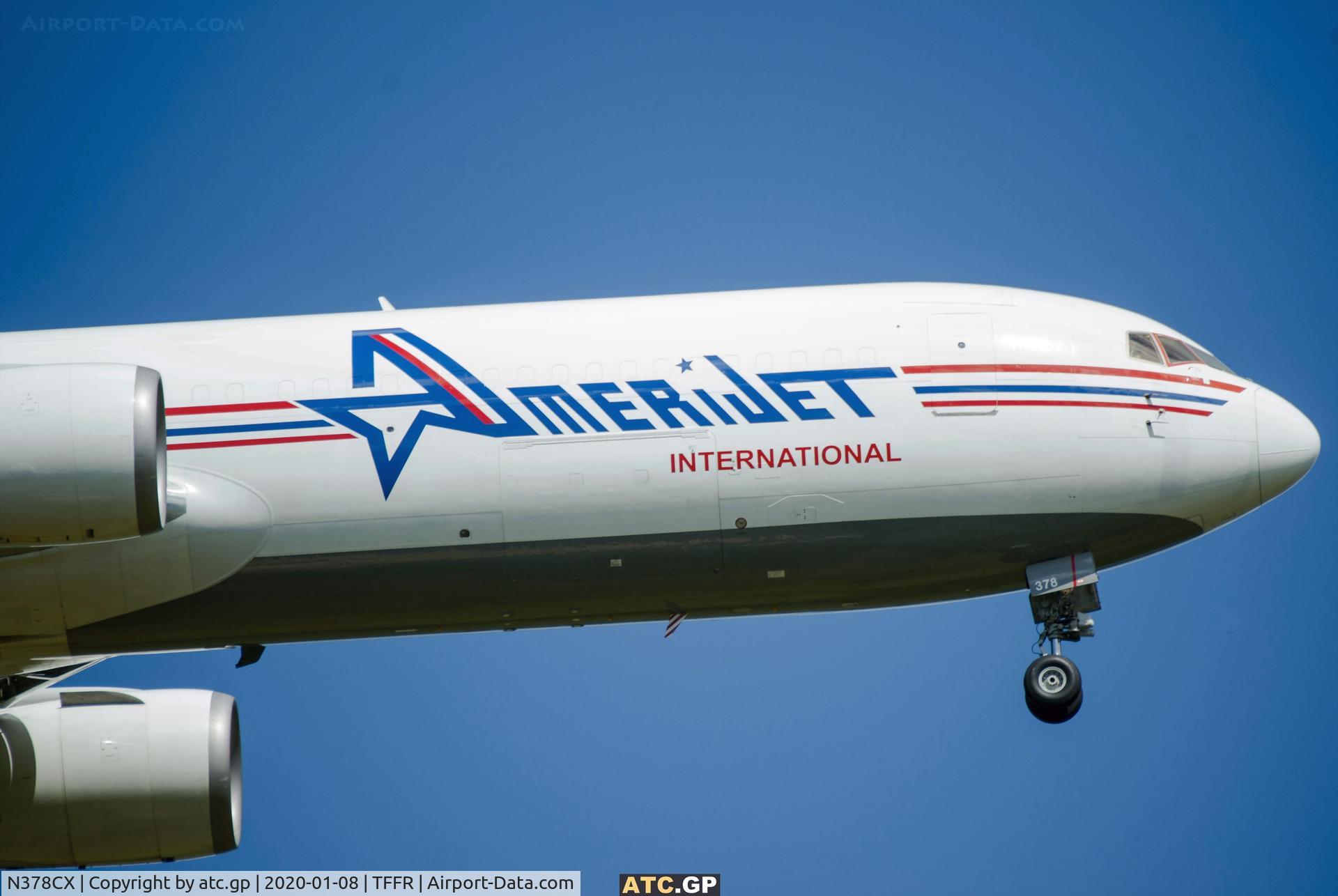 N378CX, 1994 Boeing 767-323 C/N 27184, Boeing 767-323(ER)(BDSF)(WL) Amerijet N378CX in final approach at Pointe-à-Pitre airport (PTP) flight M6831