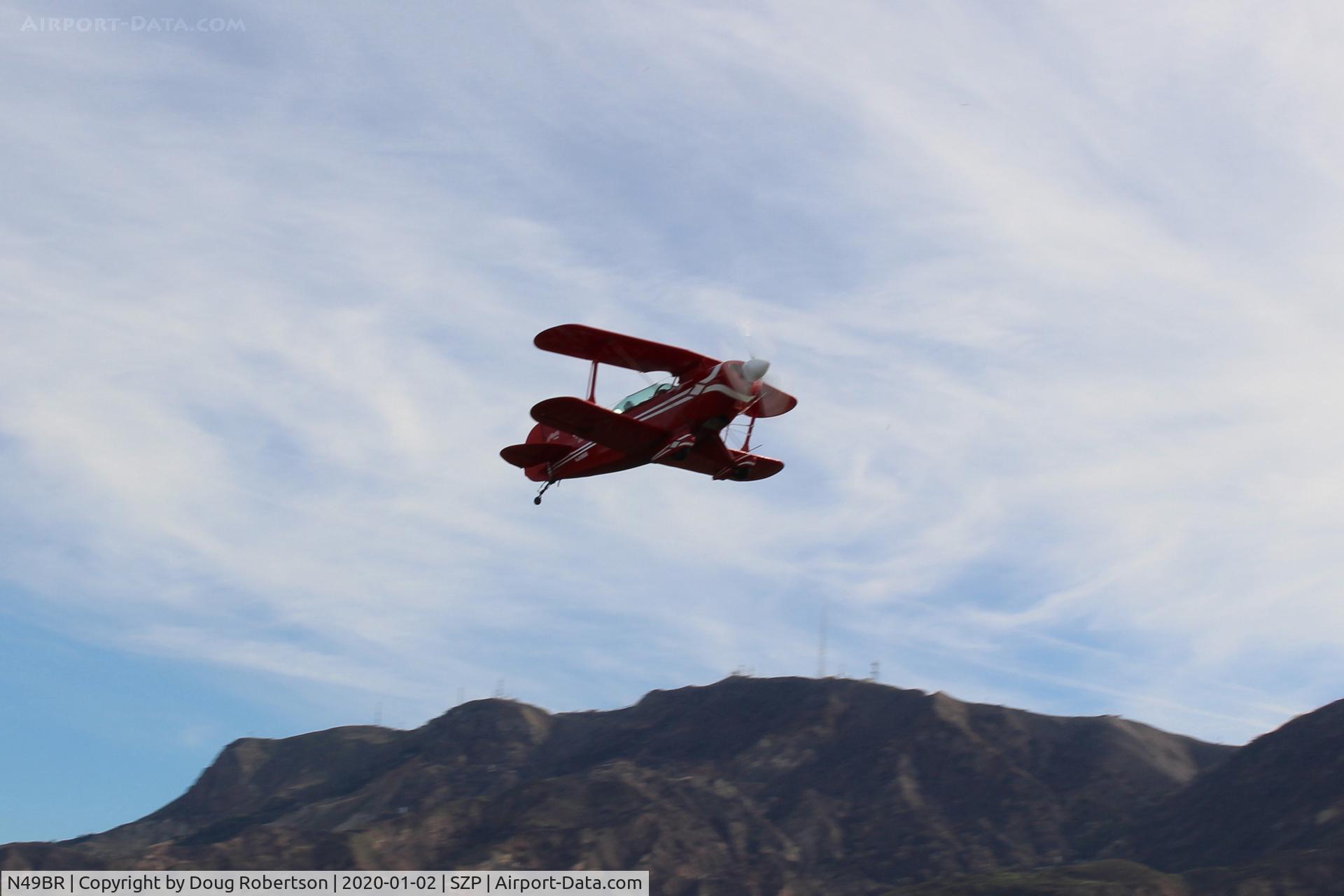 N49BR, Pitts S-2A Special C/N 2212, 1983 AeroteK PITTS S-2A SPECIAL, Lycoming AEIO-360 180 Hp, takeoff climb Rwy 22 ( A production aircraft).