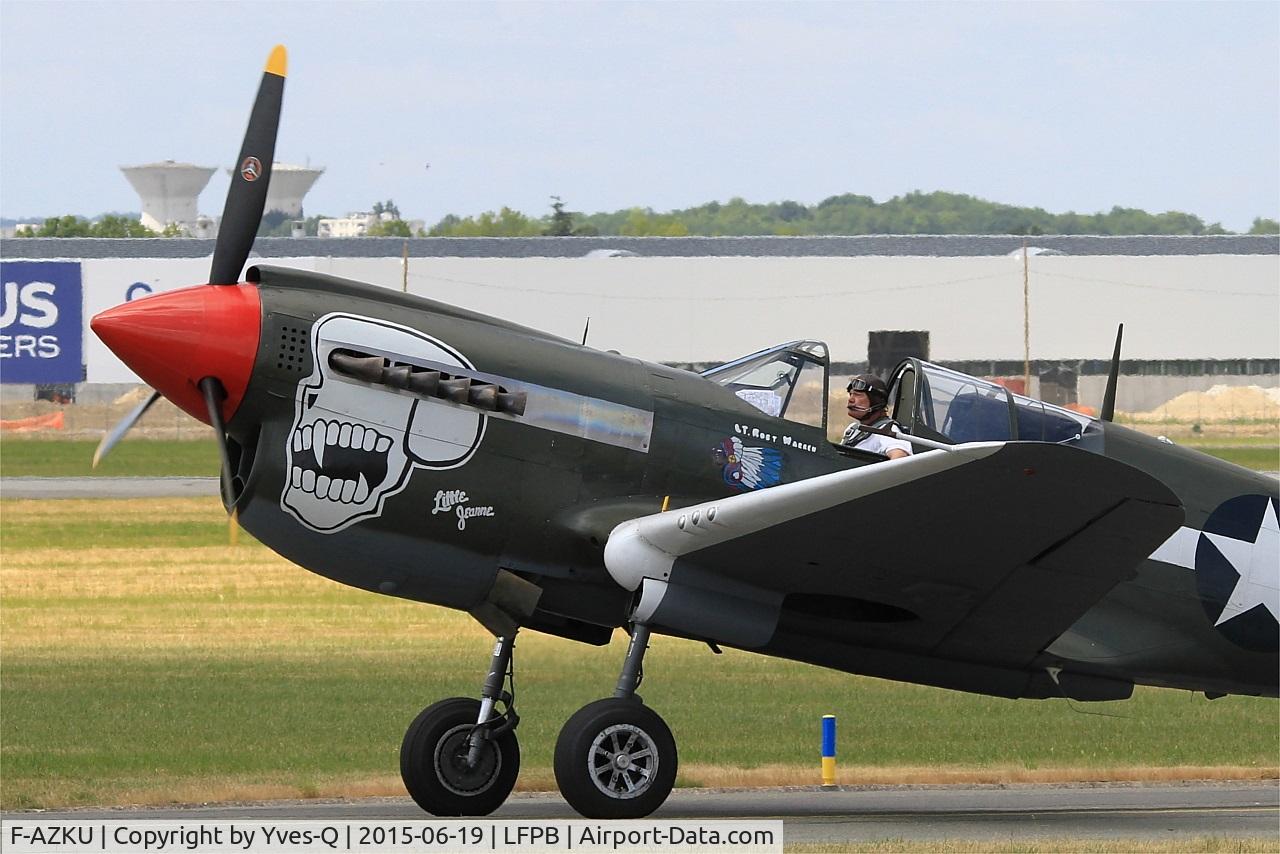 F-AZKU, 1942 Curtiss P-40N Warhawk C/N 29677, Curtiss P-40N Warhawk, Taxiing to parking area, Paris-Le Bourget (LFPB-LBG) Air show 2015