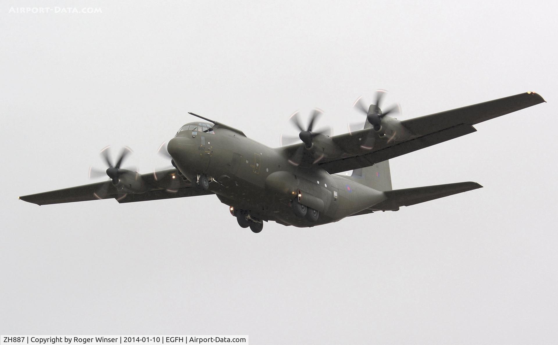 ZH887, 1999 Lockheed Martin C-130J Hercules C.5 C/N 382-5485, Low pass over Runway 22 by RAF Hercules aircraft coded 887.
