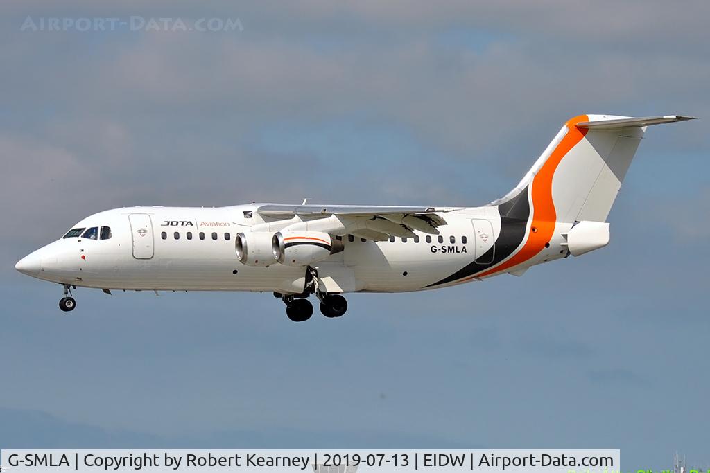 G-SMLA, 1985 British Aerospace BAe.146-200 C/N E2047, On short finals r/w 28