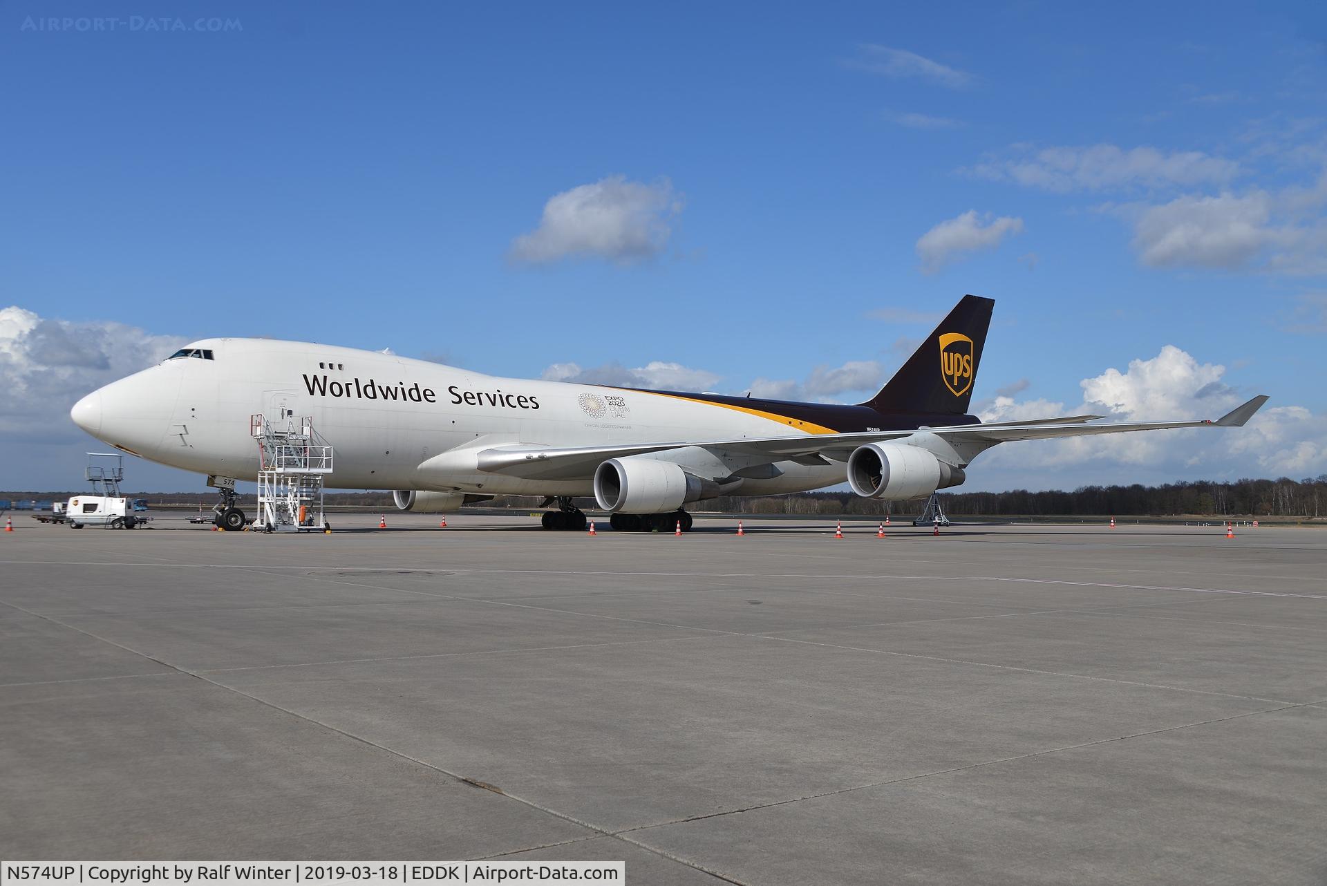 N574UP, 2008 Boeing 747-44AF C/N 35663, Boeing 747-44AF - 5X UPS United Parcel Service UPS 'Expo 2020' - 35663 - N574UP - 18.03.2019 - CGN