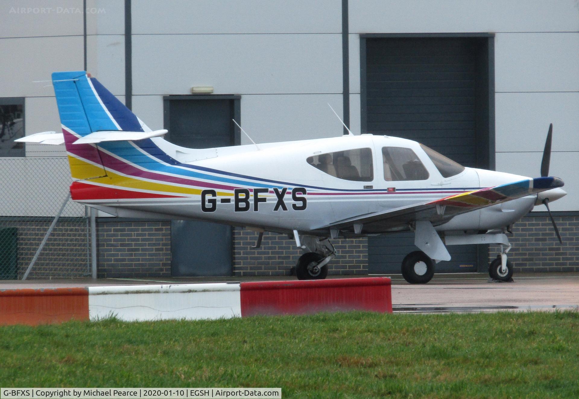 G-BFXS, 1977 Rockwell Commander 114 C/N 14271, Parked on the SaxonAir apron prior to departure home to Old Buckenham (EGSV).