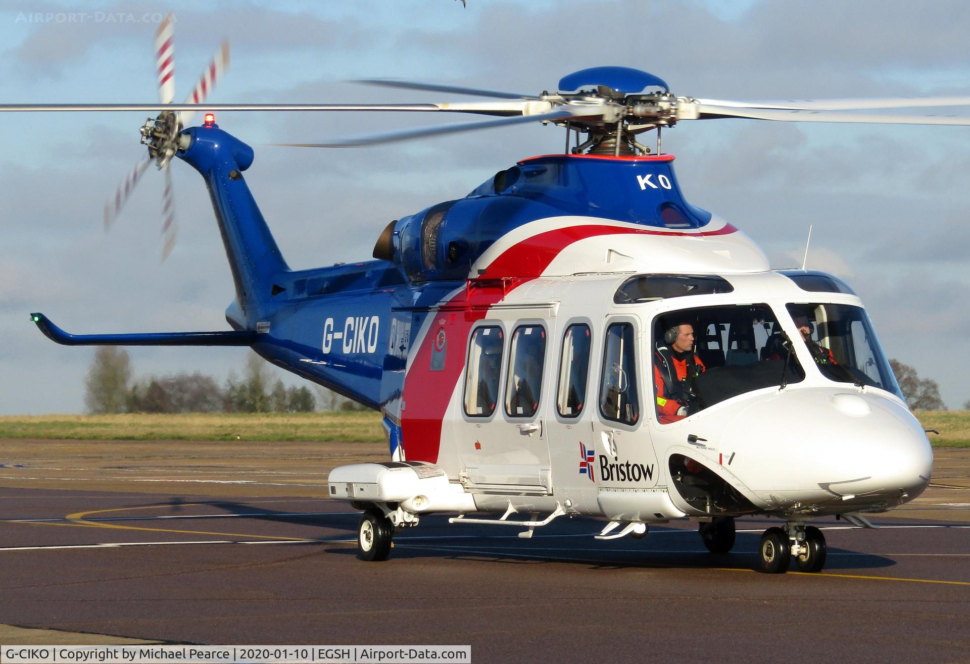 G-CIKO, 2014 AgustaWestland AW-139 C/N 41378, Taxiing back to the Eastern Apron following arrival.