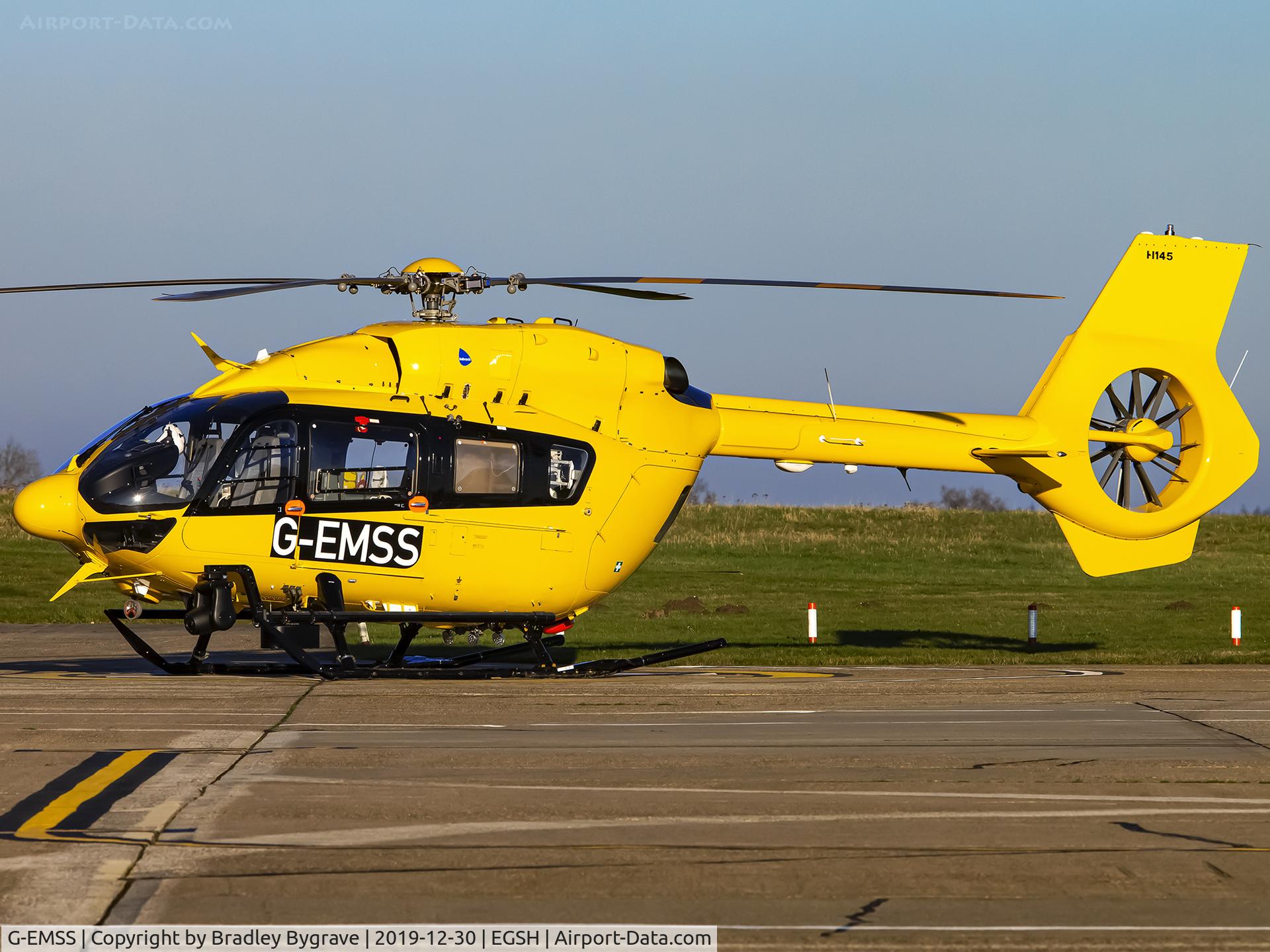 G-EMSS, 2018 Airbus Helicopters EC-145T-2 (BK-117D-2) C/N 20217, Parked on the Western Apron in some nice winter sun