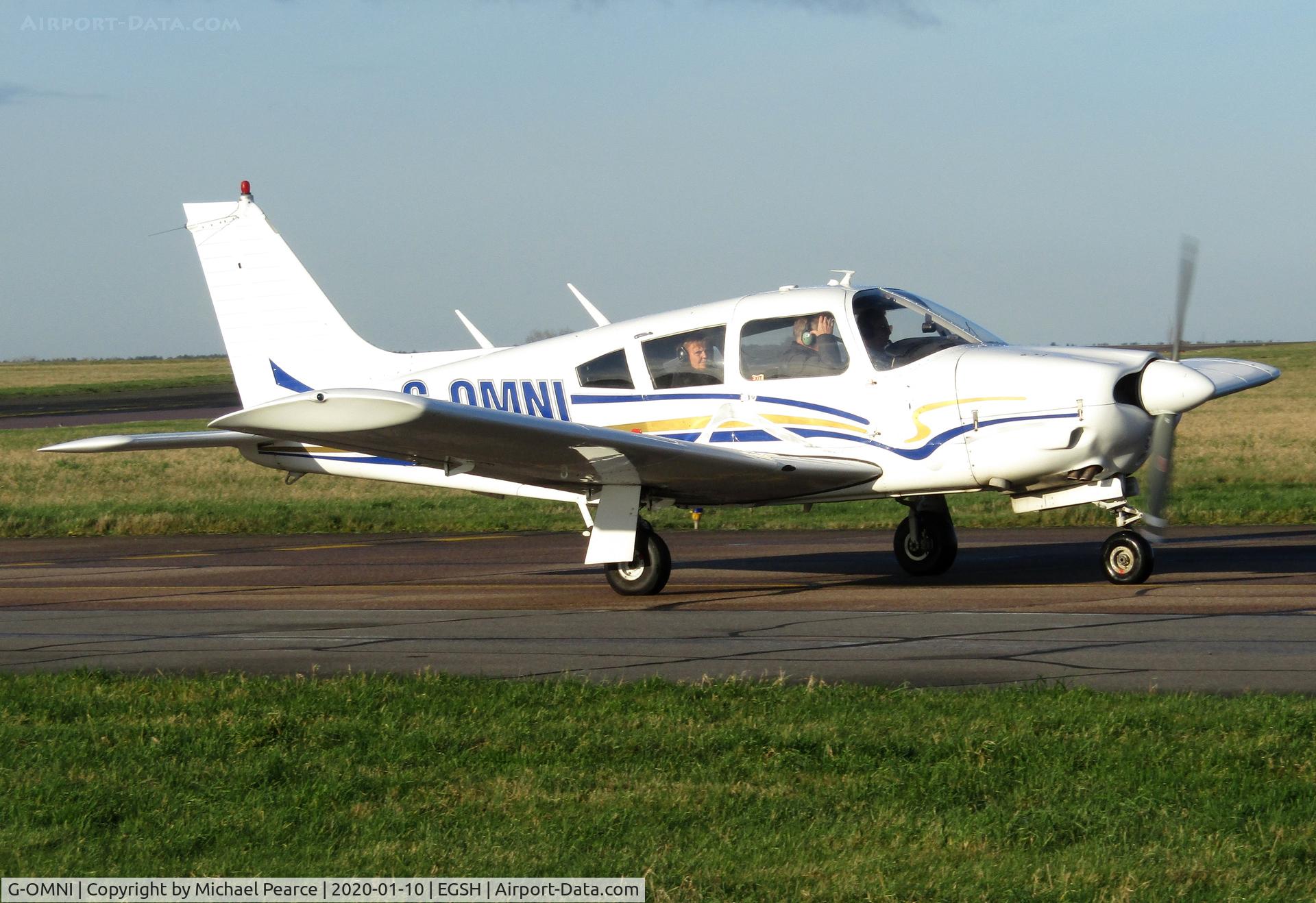 G-OMNI, 1973 Piper PA-28R-200-2 Cherokee Arrow II C/N 28R-7335130, Departing SaxonAir to Gloucester/Staverton (GLO).