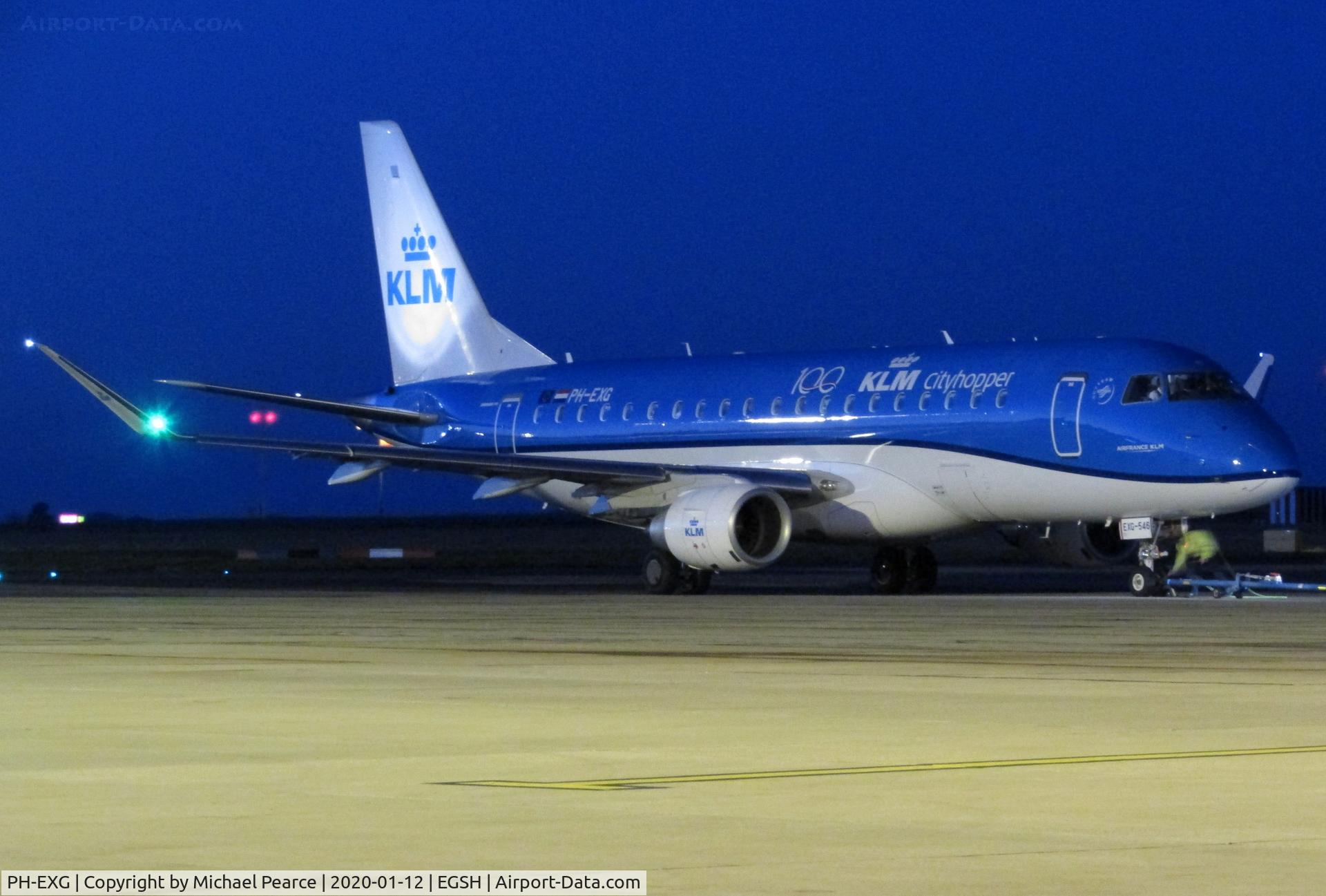 PH-EXG, 2016 Embraer 175STD (ERJ-170-200) C/N 17000546, Pushing back from Stand 3 for departure to Amsterdam (AMS).
