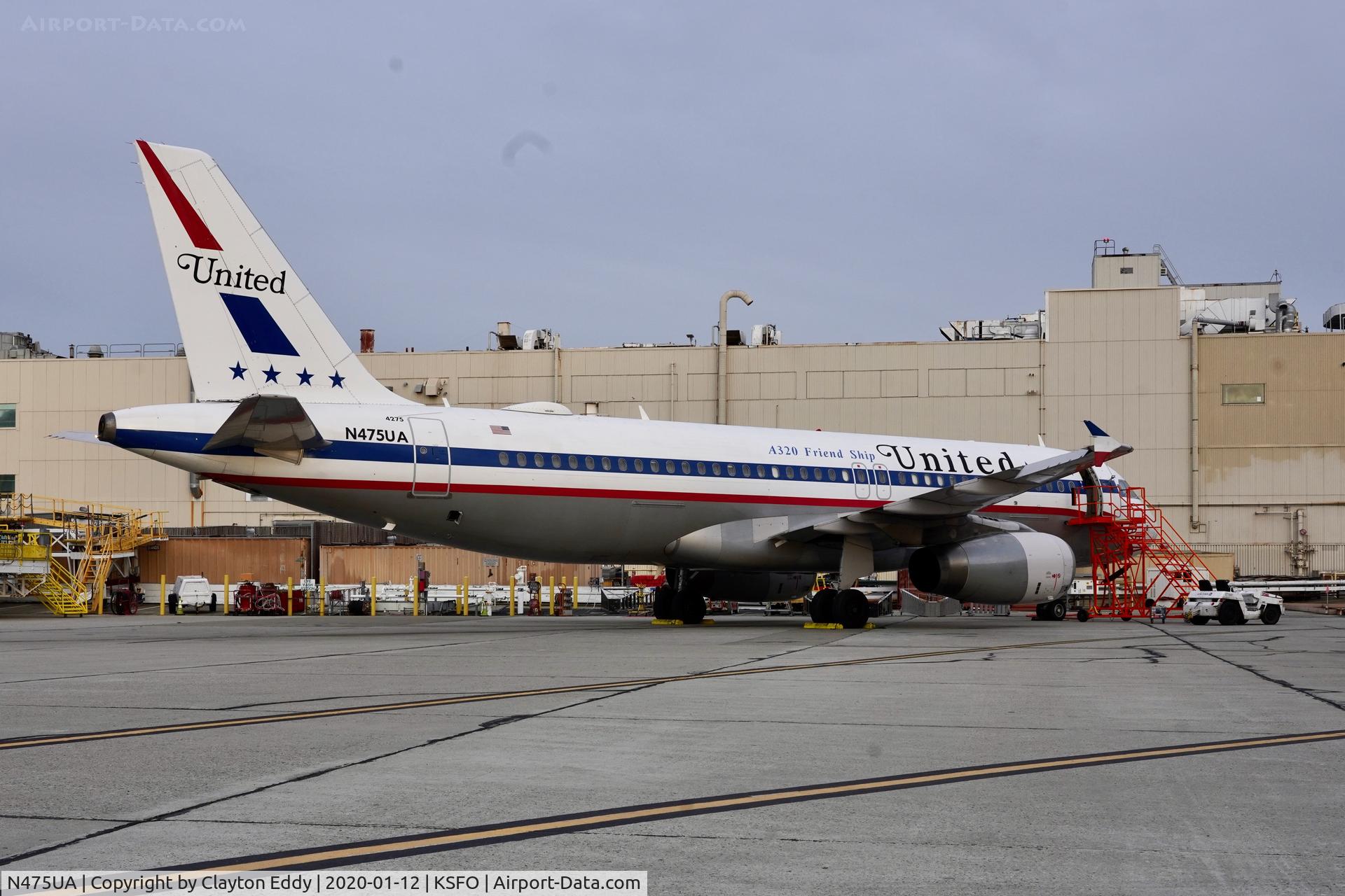 N475UA, 2001 Airbus A320-232 C/N 1495, SFO 2020.