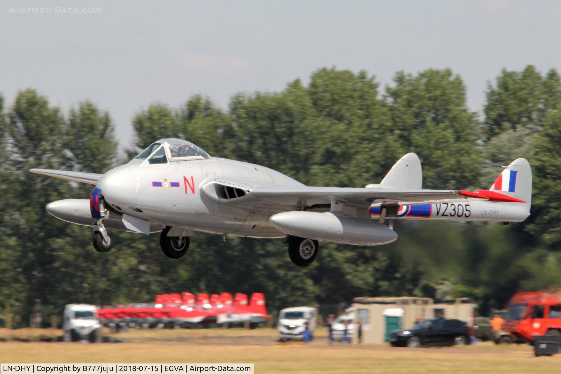 LN-DHY, 1952 De Havilland (FFA) DH-100 Vampire FB6 C/N 705, at TATOO 2018
