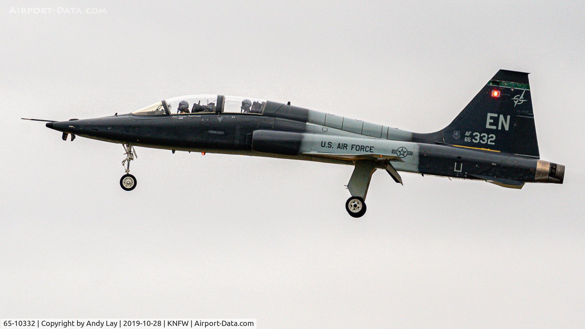 65-10332, 1965 Northrop T-38A-65-NO Talon C/N N.5751, On final for landing, gear down with both seats occupied.