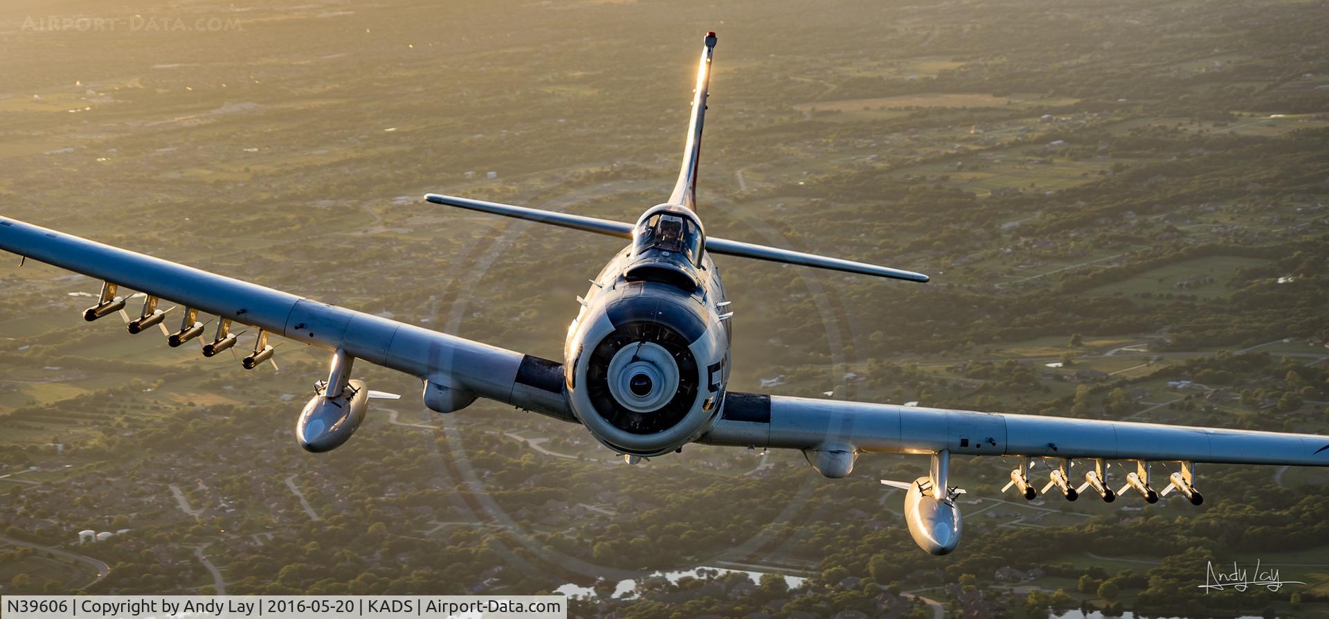 N39606, 1955 Douglas AD-6 Skyraider C/N 10838, Air-to-air head on view at sunset.