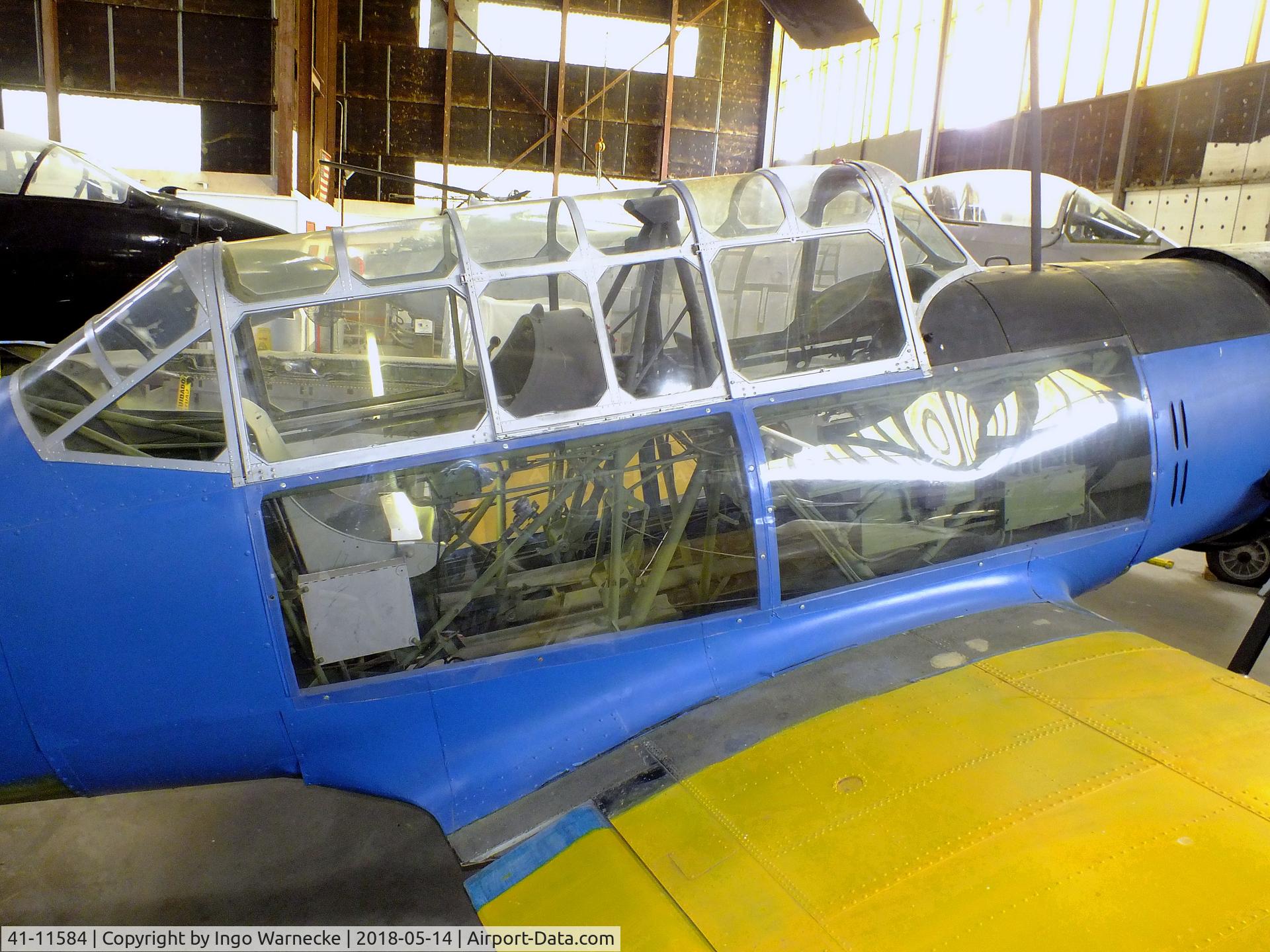 41-11584, Vultee BT-13A Valiant C/N unknown_41-11584, Vultee BT-13A Valiant (minus outer wings) being restored at the Combat Air Museum, Topeka KS