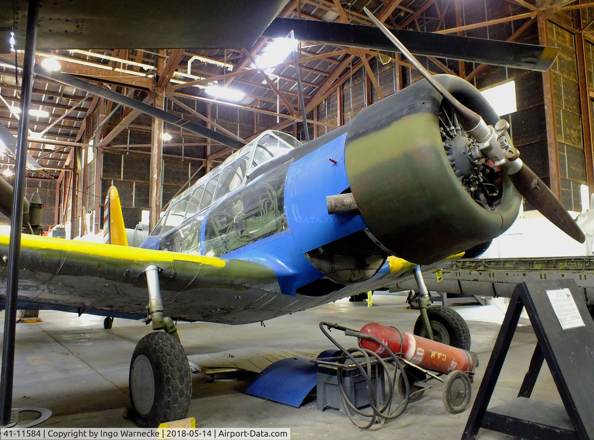 41-11584, Vultee BT-13A Valiant C/N unknown_41-11584, Vultee BT-13A Valiant (minus outer wings) being restored at the Combat Air Museum, Topeka KS