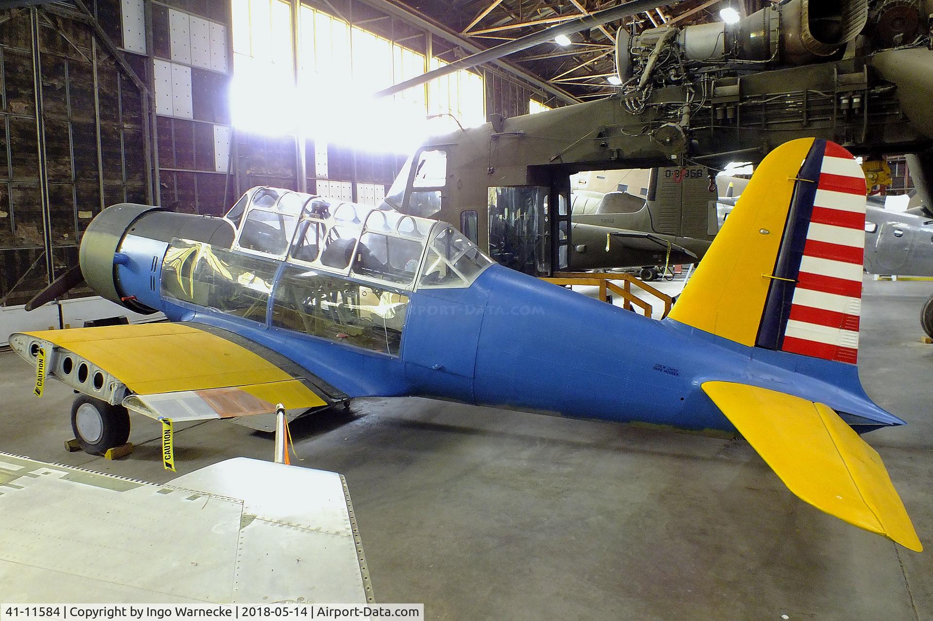 41-11584, Vultee BT-13A Valiant C/N unknown_41-11584, Vultee BT-13A Valiant (minus outer wings) being restored at the Combat Air Museum, Topeka KS