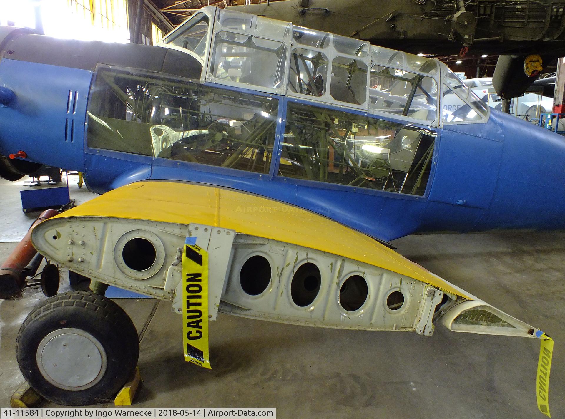 41-11584, Vultee BT-13A Valiant C/N unknown_41-11584, Vultee BT-13A Valiant (minus outer wings) being restored at the Combat Air Museum, Topeka KS