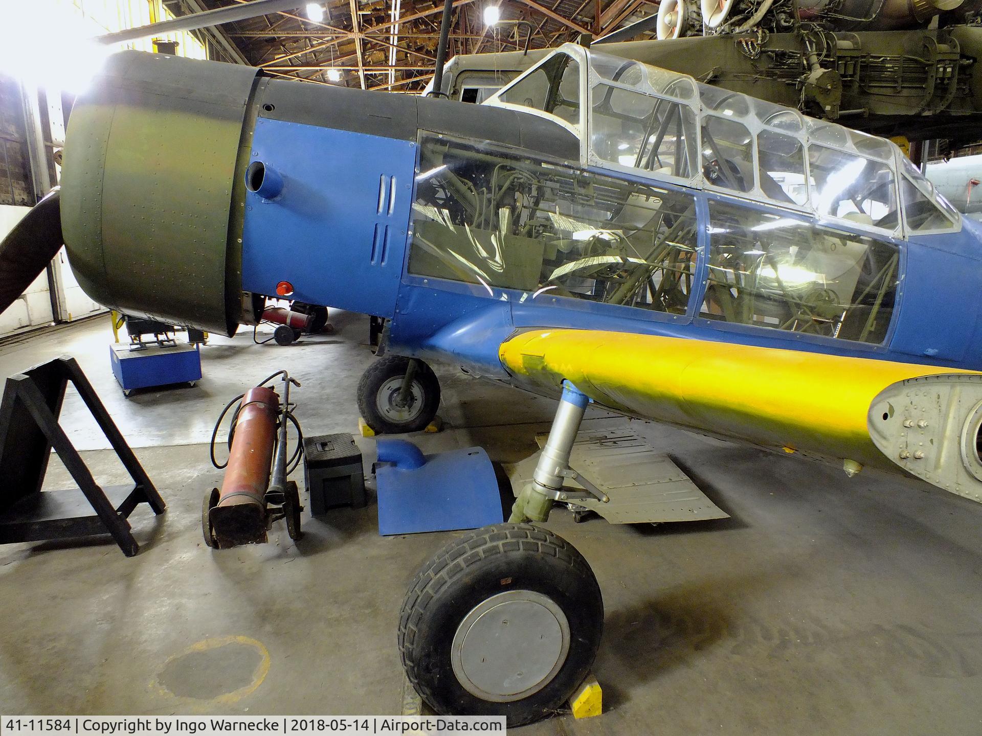 41-11584, Vultee BT-13A Valiant C/N unknown_41-11584, Vultee BT-13A Valiant (minus outer wings) being restored at the Combat Air Museum, Topeka KS