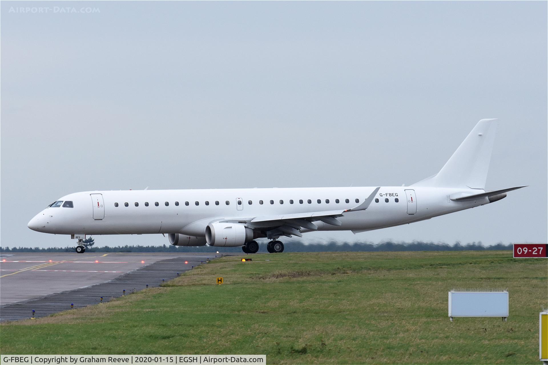 G-FBEG, 2007 Embraer 195LR (ERJ-190-200LR) C/N 19000120, Landing at Norwich.