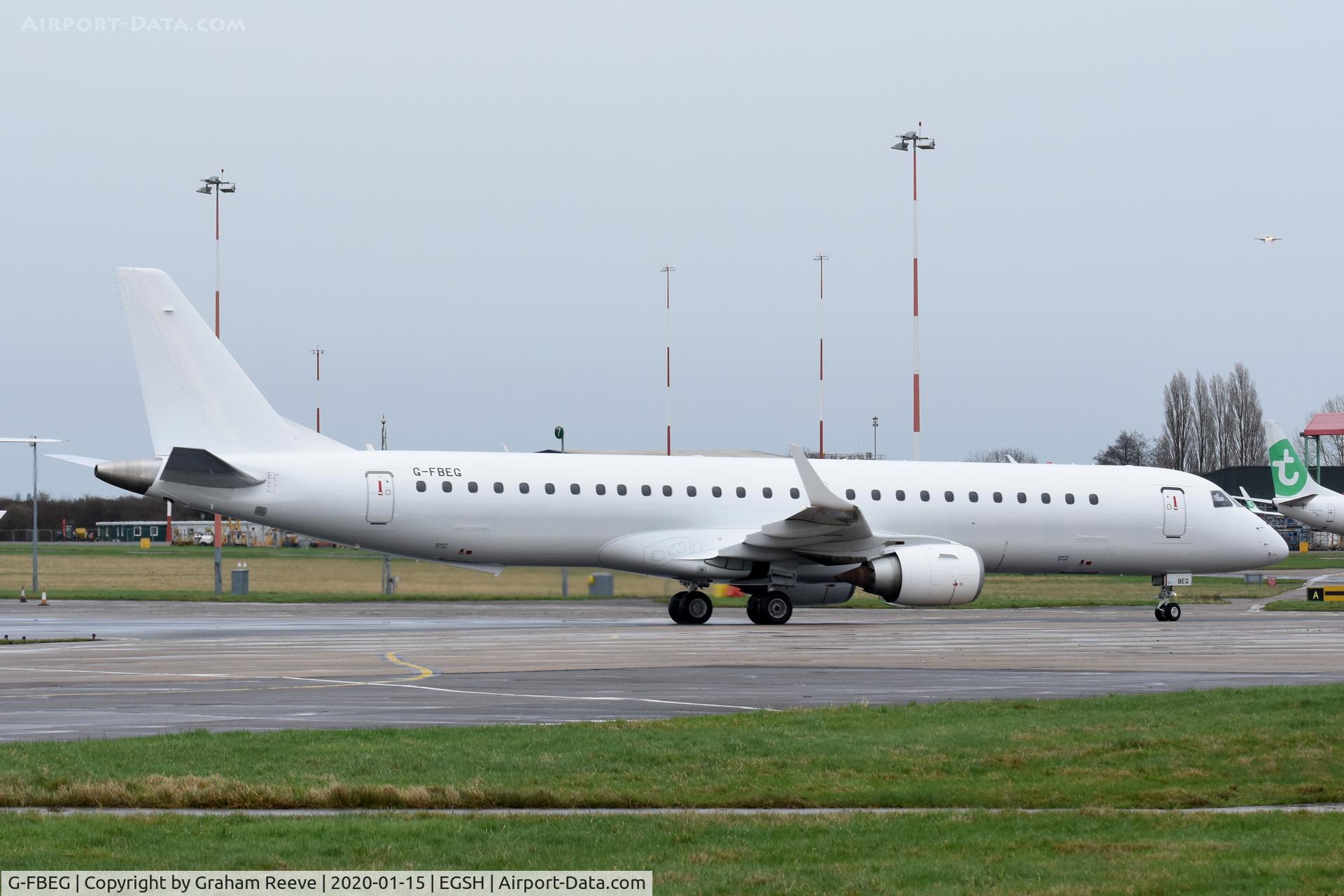 G-FBEG, 2007 Embraer 195LR (ERJ-190-200LR) C/N 19000120, Just landed at Norwich.