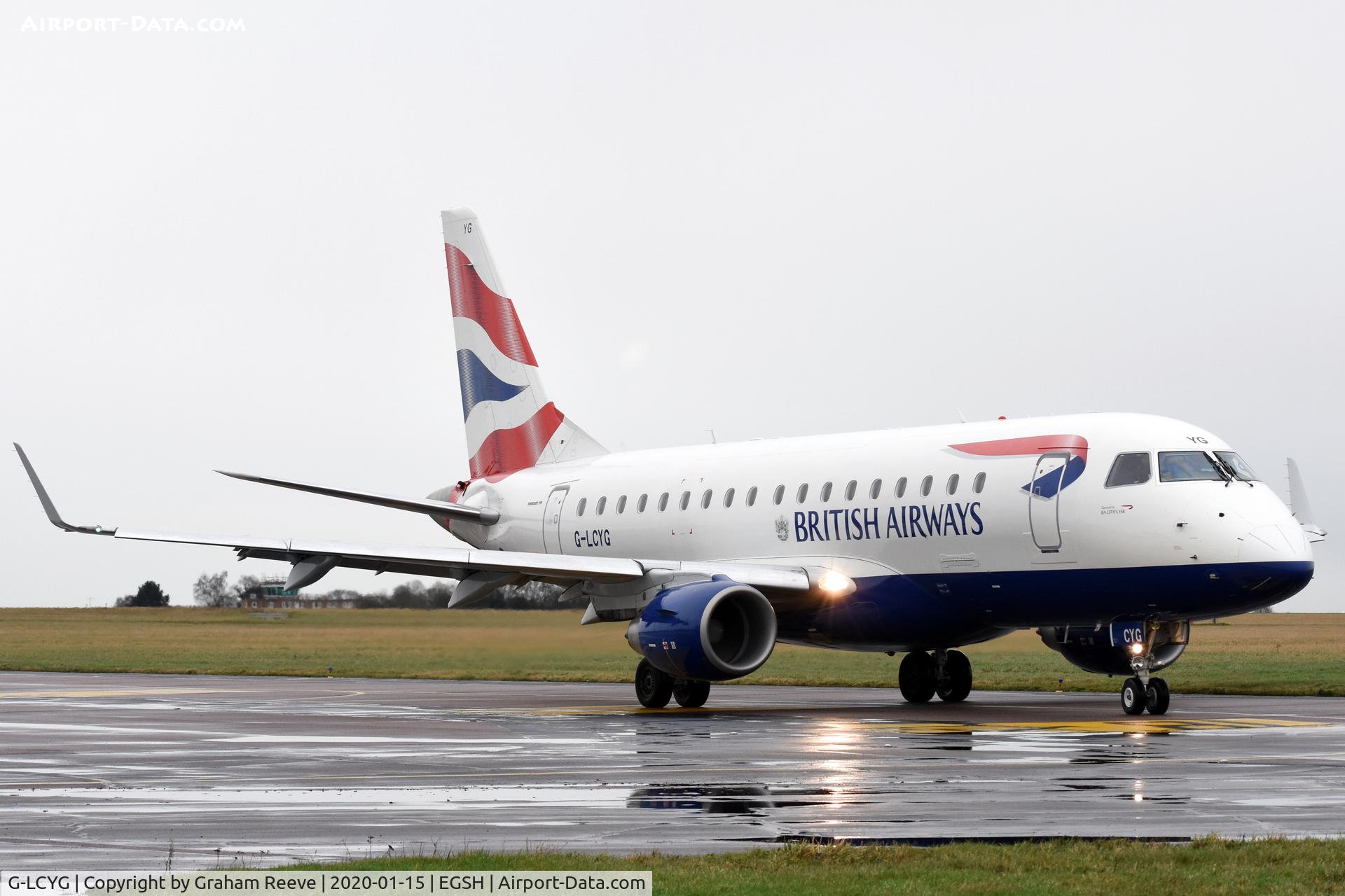 G-LCYG, 2009 Embraer 170STD (ERJ-170-100STD) C/N 17000300, Just landed at Norwich.