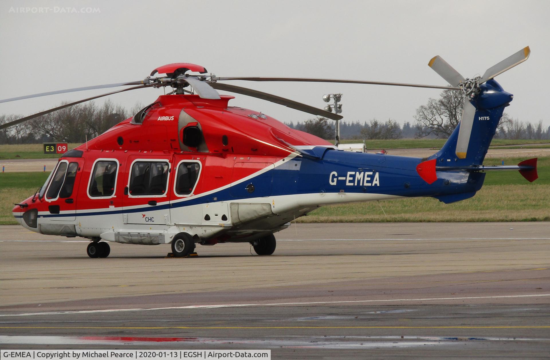 G-EMEA, 2016 Airbus Helicopters EC-175B C/N 5024, Parked on the SaxonAir apron following arrival from Aberdeen (ABZ).