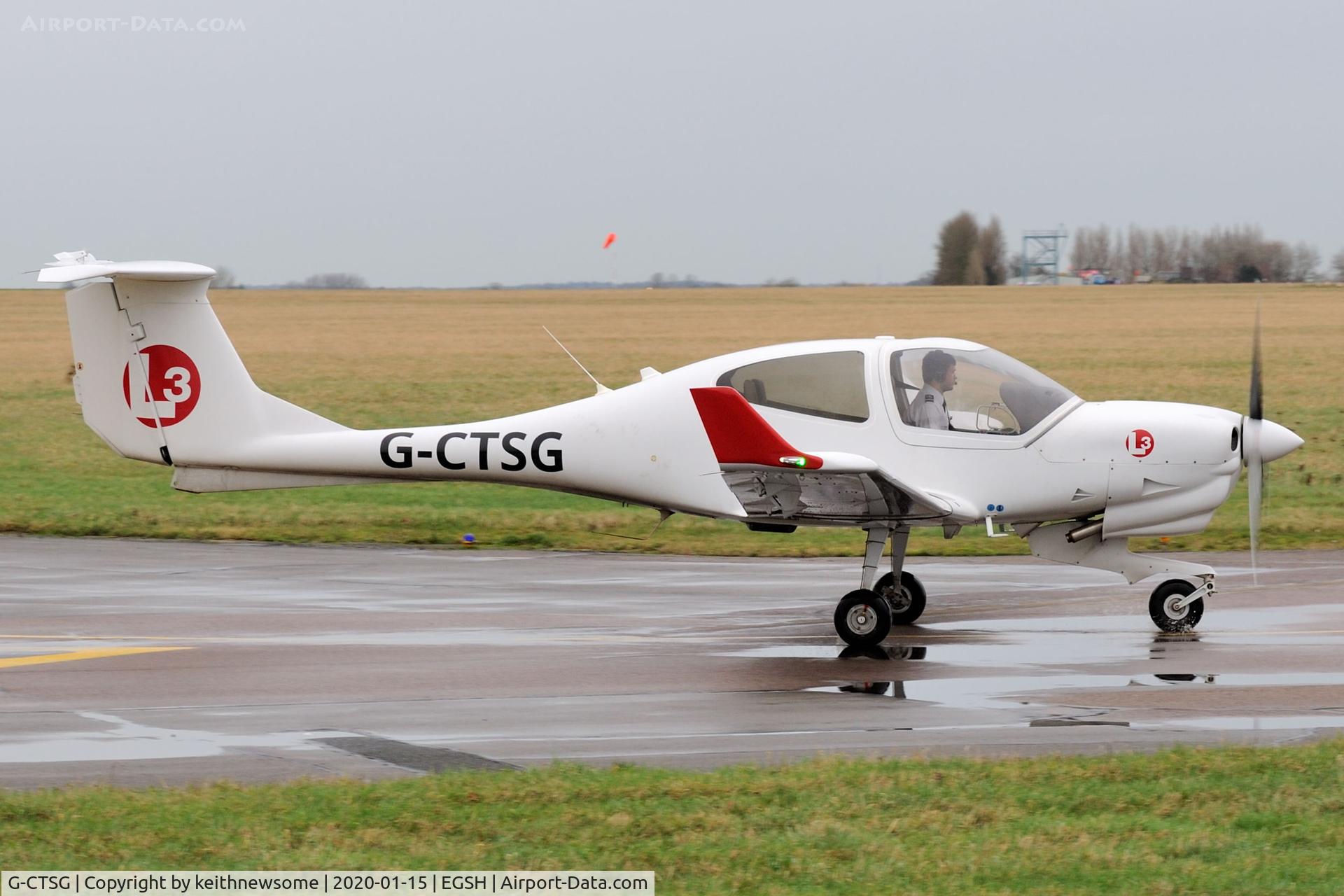 G-CTSG, 2014 Diamond DA-40NG Diamond Star C/N 40.N169, Leaving Norwich.