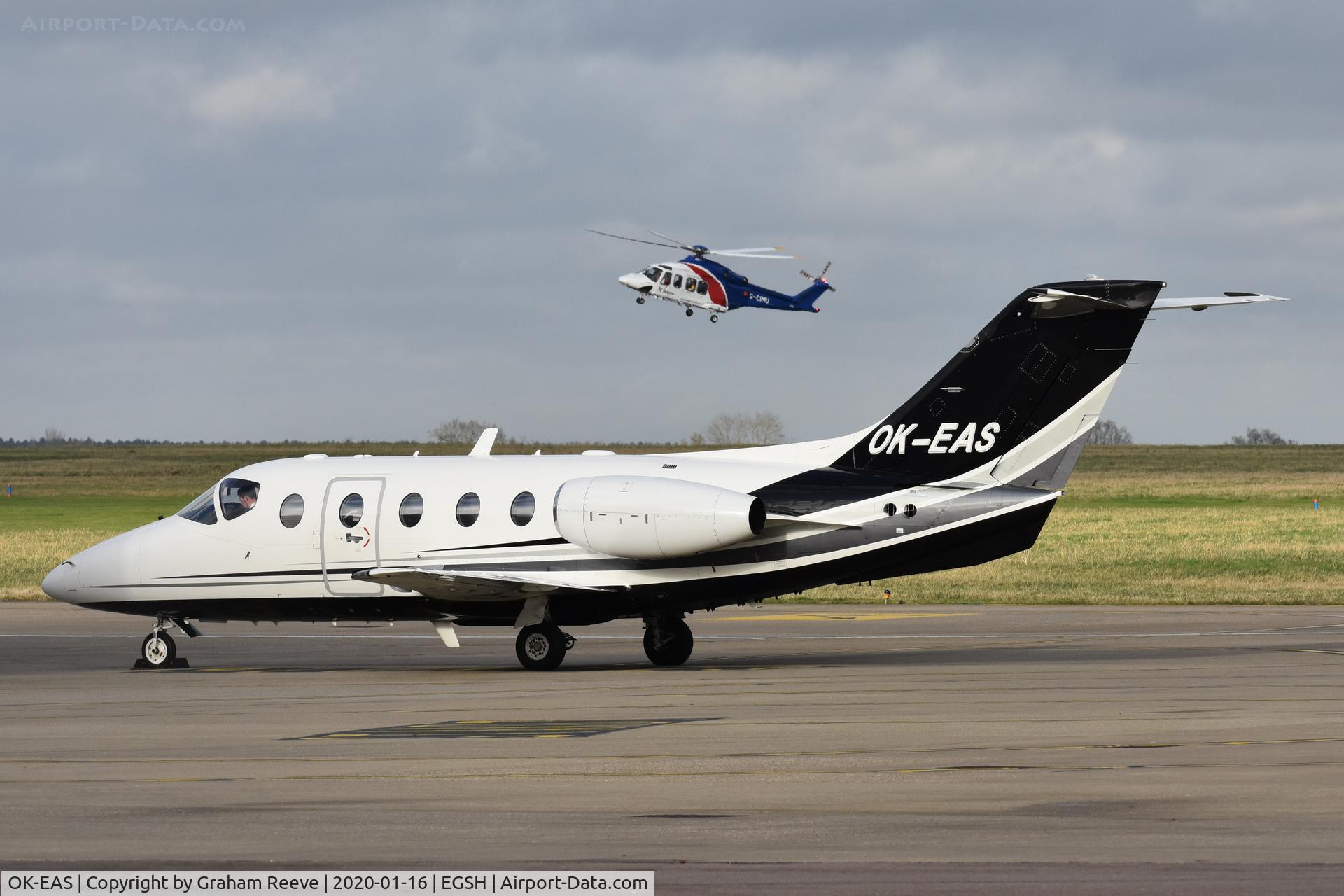 OK-EAS, 1998 Beech 400XT Nextant Beechjet C/N RK-180, Parked at Norwich.