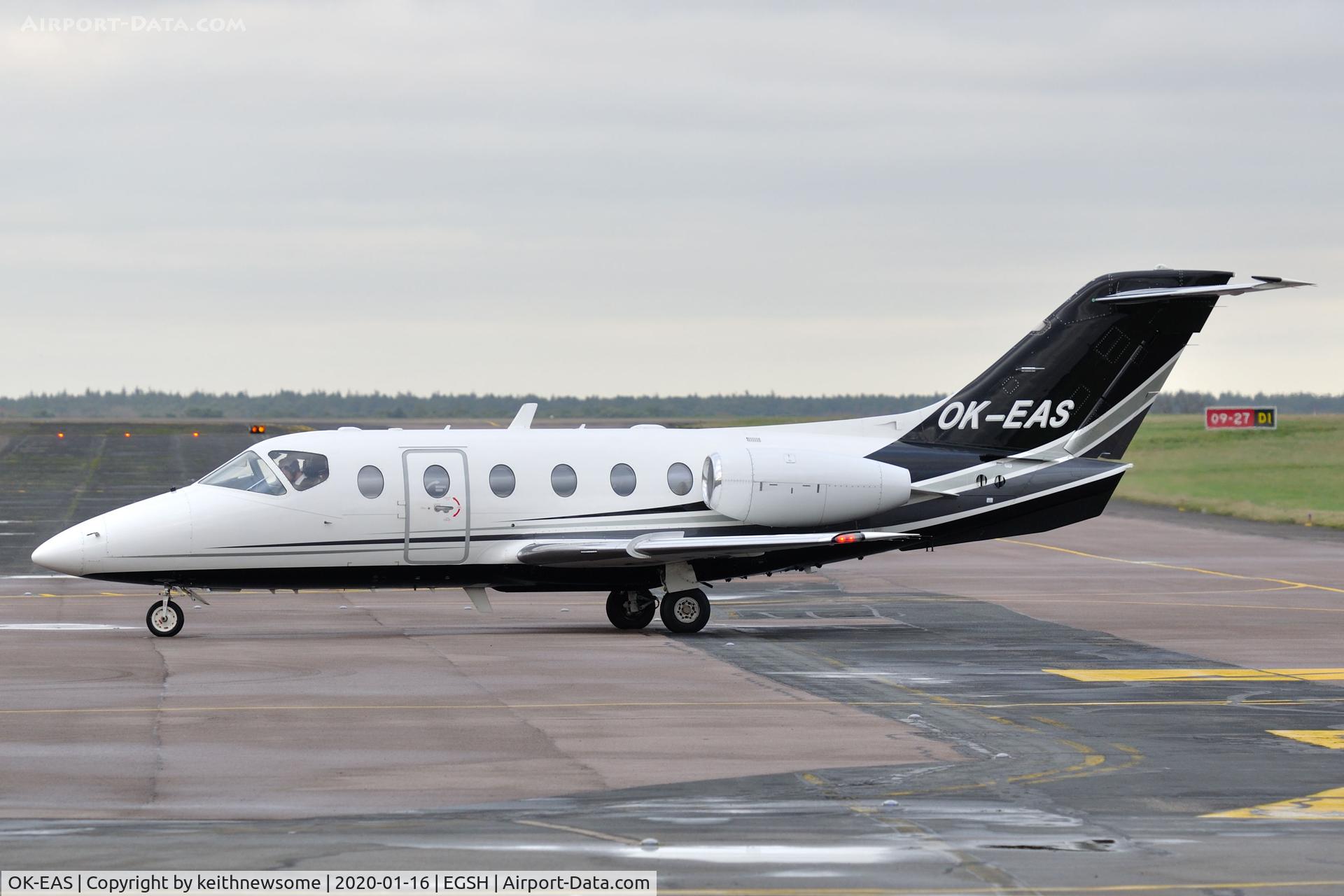 OK-EAS, 1998 Beech 400XT Nextant Beechjet C/N RK-180, Arriving at Norwich from Prague.