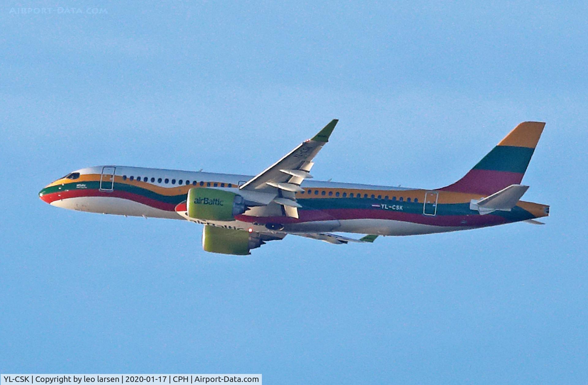 YL-CSK, 2018 Airbus A220-300 C/N 55039, Copenhagen 17.1.2020