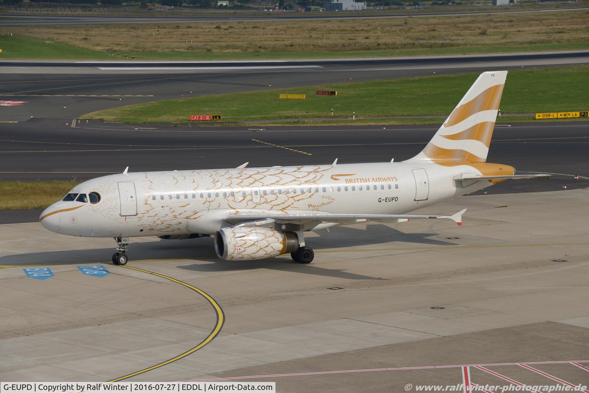 G-EUPD, 1999 Airbus A319-131 C/N 1142, Airbus A319-131 - BA BAW British Airways 'Olympic Dove' - 1142 - G-EUPD - 27.07.2016 - DUS