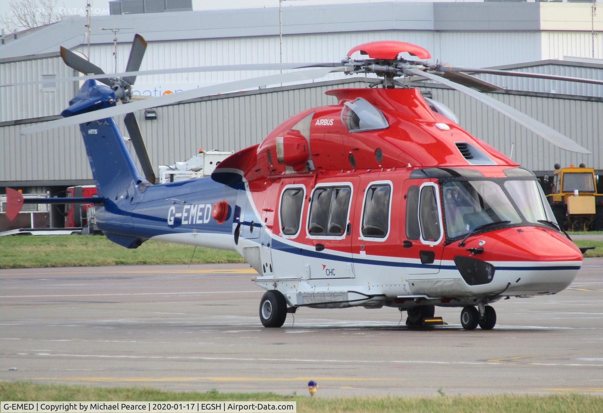 G-EMED, 2019 Airbus Helicopters EC-175B C/N 5039, Parked on the SaxonAir ramp awaiting her next flight.