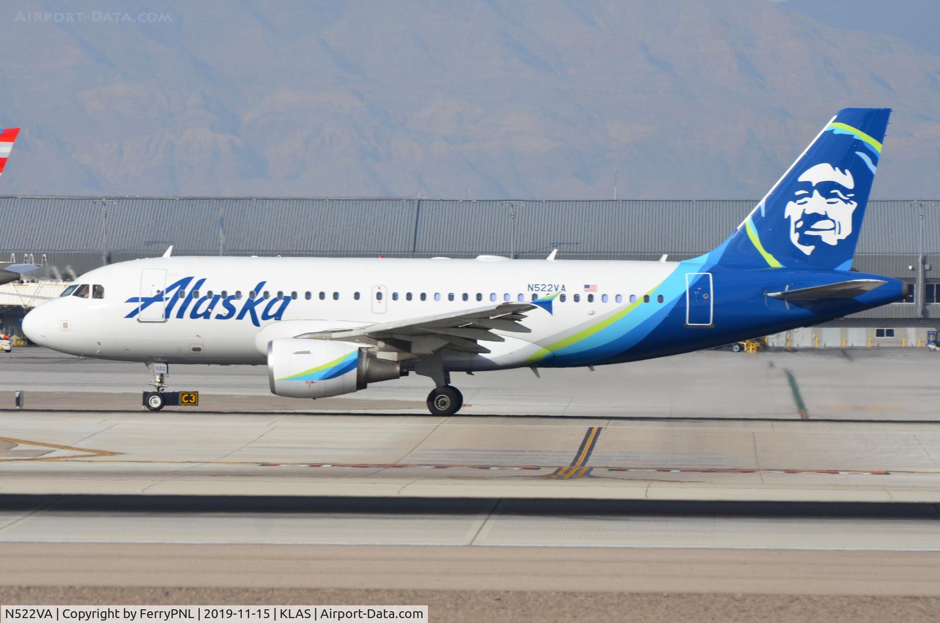 N522VA, 2006 Airbus A319-112 C/N 2811, Alsaka A319 departing LAS