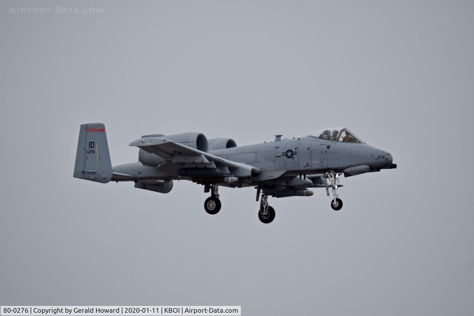 80-0276, 1980 Fairchild Republic A-10C Thunderbolt II C/N A10-0626, Landing 10R. 190th Fighter Sq., 124th Fighter Wing, Idaho ANG.