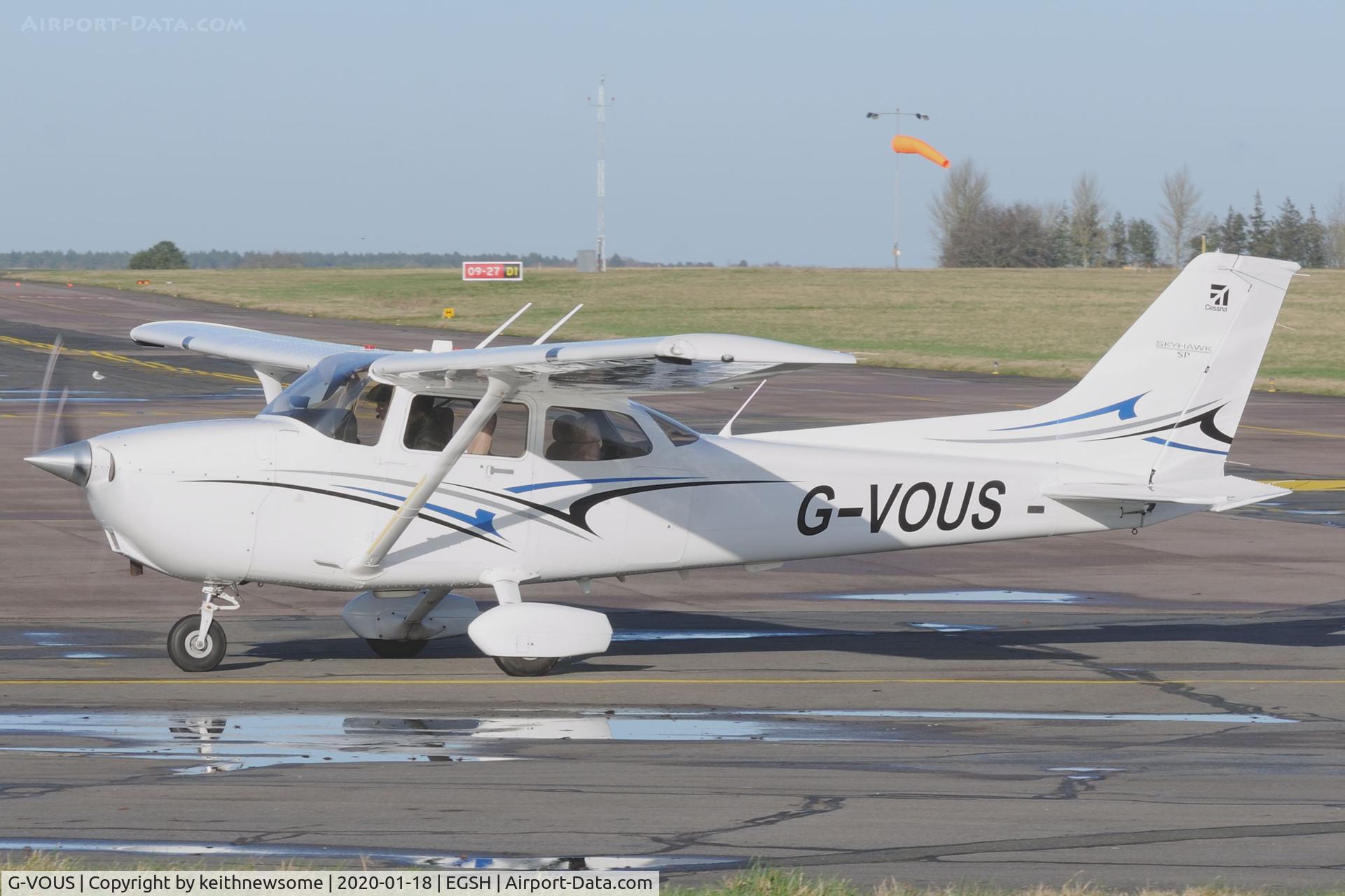 G-VOUS, 2013 Cessna 172S Skyhawk SP C/N 172S11266, Regular visitor arriving at Norwich.