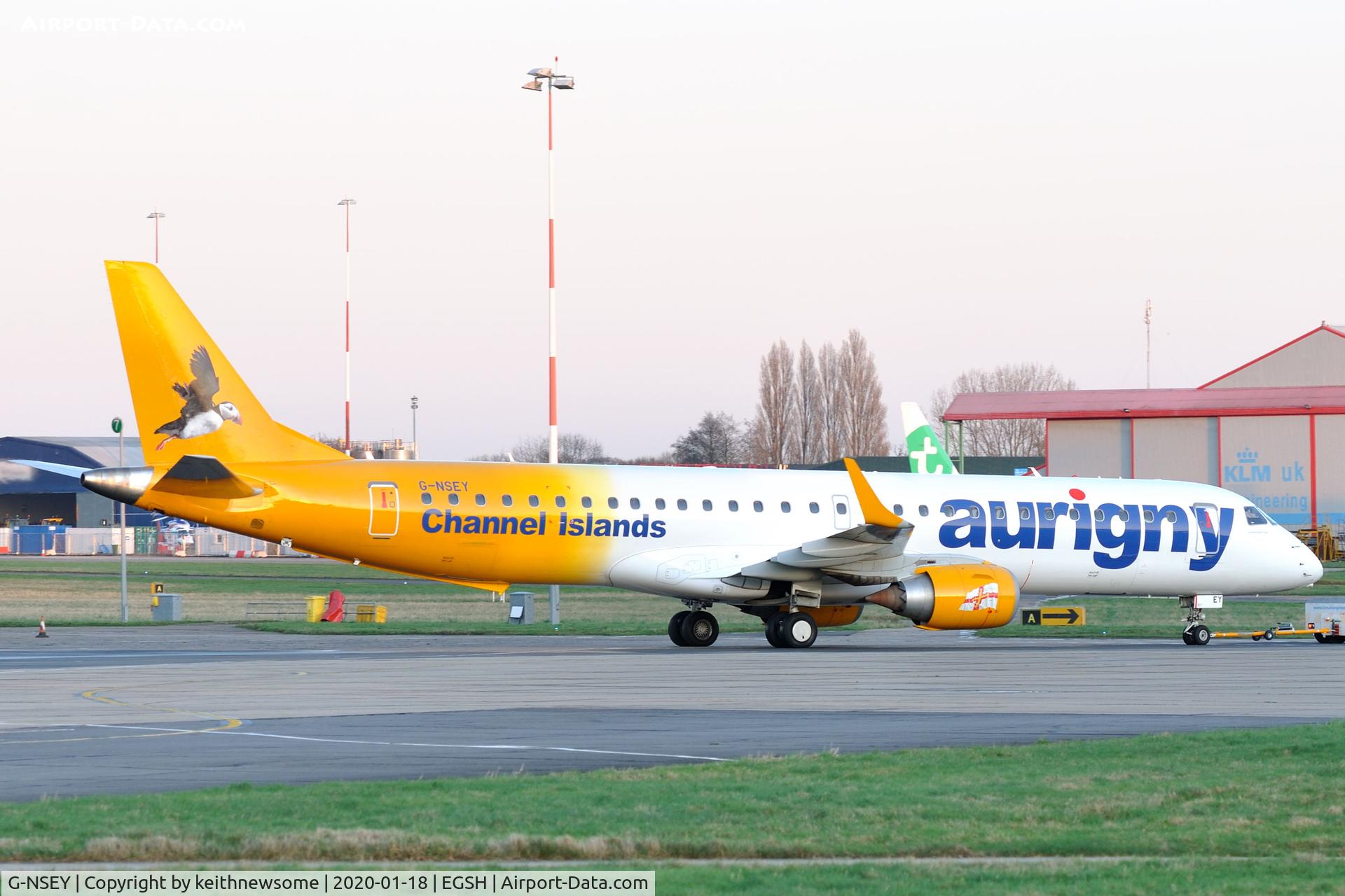 G-NSEY, 2014 Embraer 195STD (ERJ-190-200STD) C/N 19000671, Returning from engine test facility.