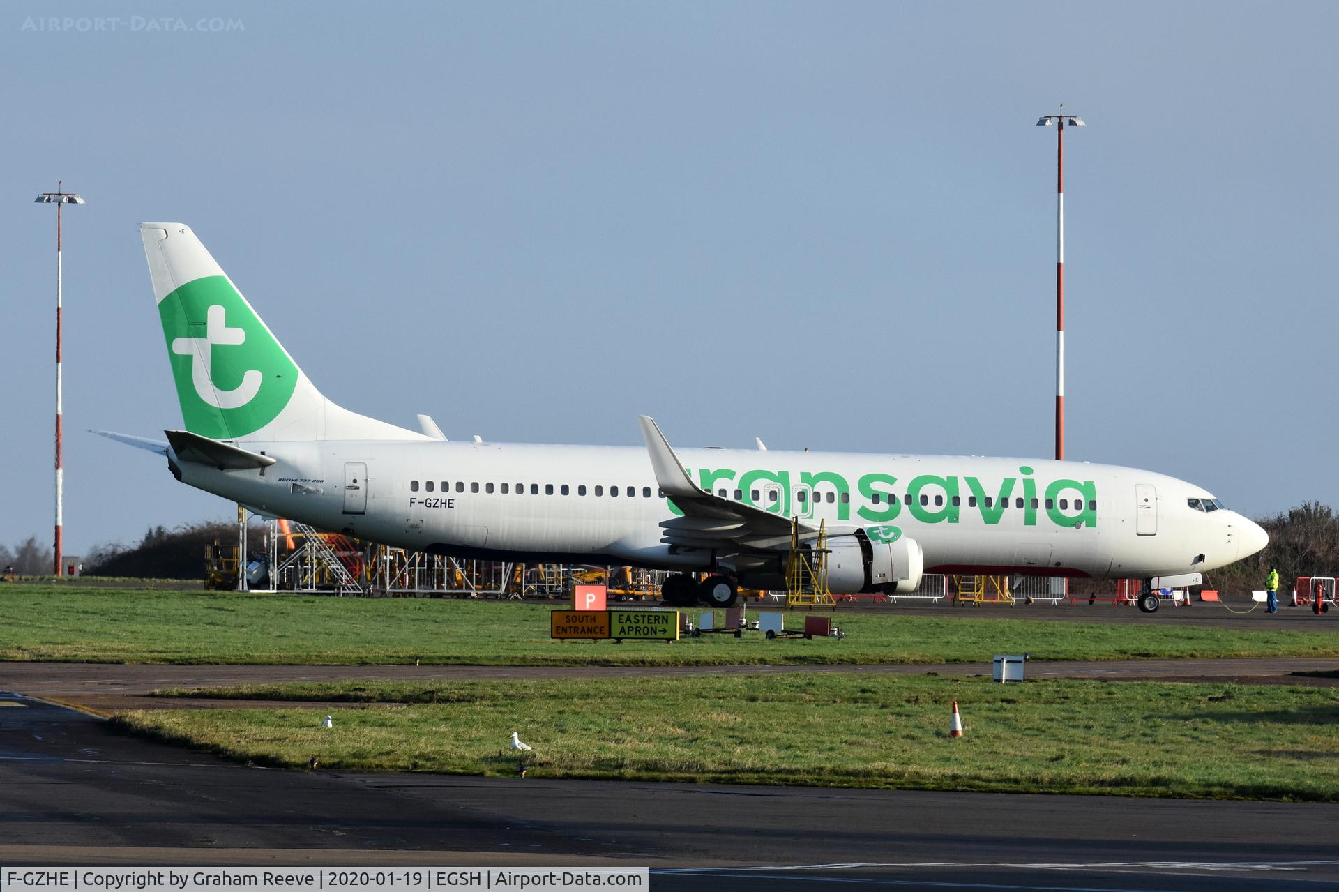 F-GZHE, 2008 Boeing 737-8K2 C/N 29678, Parked at Norwich.