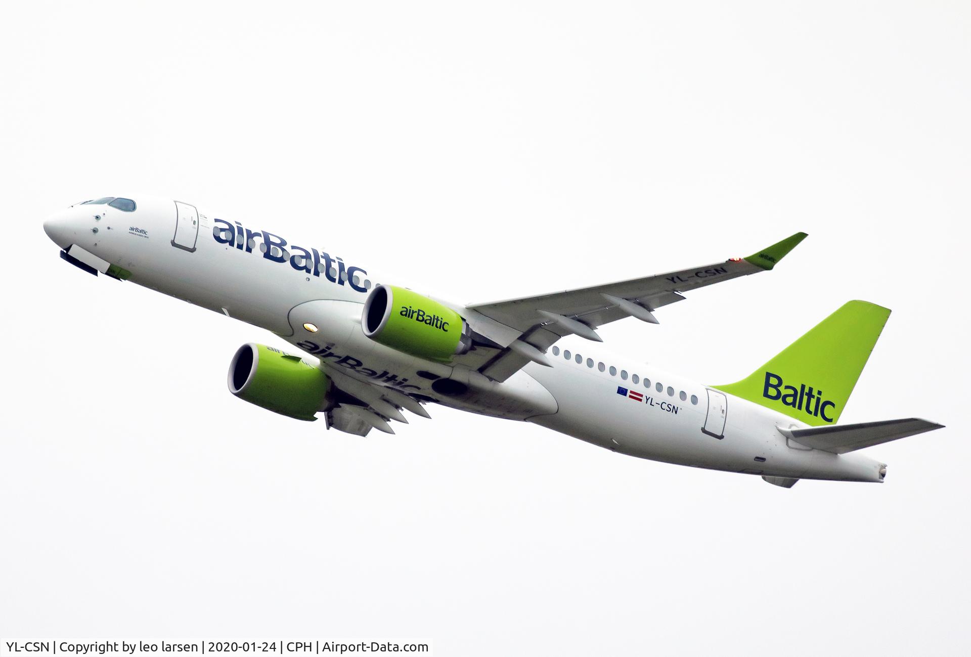 YL-CSN, 2018 Airbus A220-300 C/N 55043, Copenhagen 24.1.2020