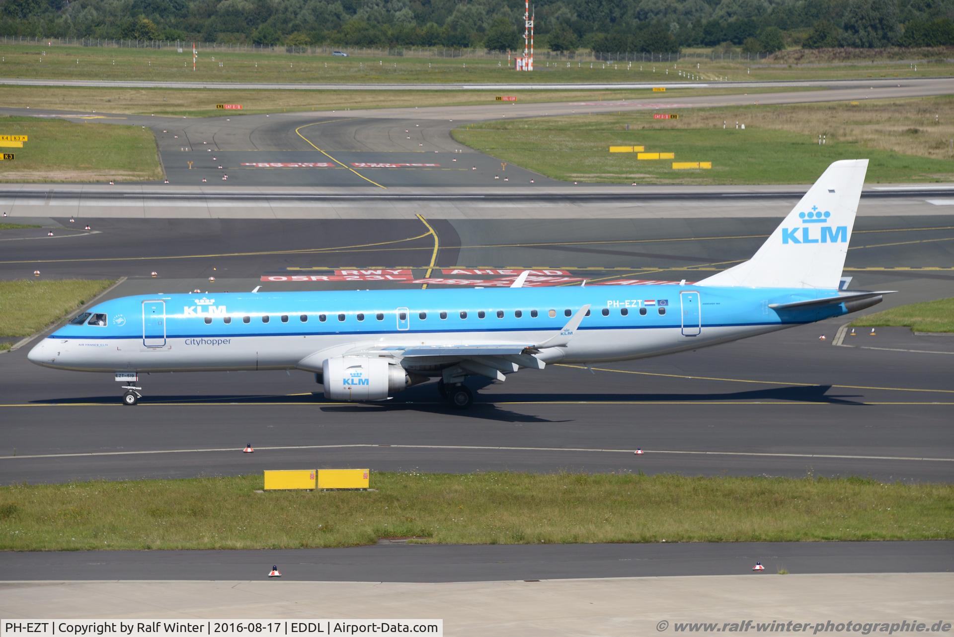 PH-EZT, 2012 Embraer 190LR (ERJ-190-100LR) C/N 19000519, Embraer ERJ-190STD 190-100 - WA KLC KLM Cityhopper - 19000519 - PH-EZT - 17.08.2016 - DUS