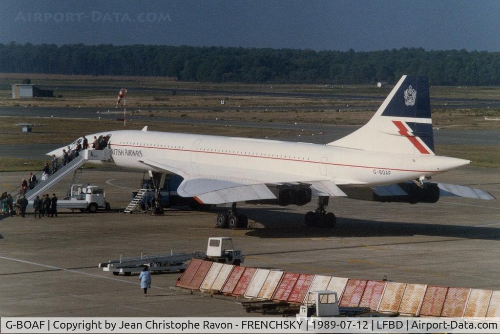 G-BOAF, 1979 Aerospatiale-BAC Concorde 1-102 C/N 100-016, rg 06/12/1980 British Airways, dd 9/6/1980 safety modification completed, wfu 10/24/2003 on display at Filton UK.