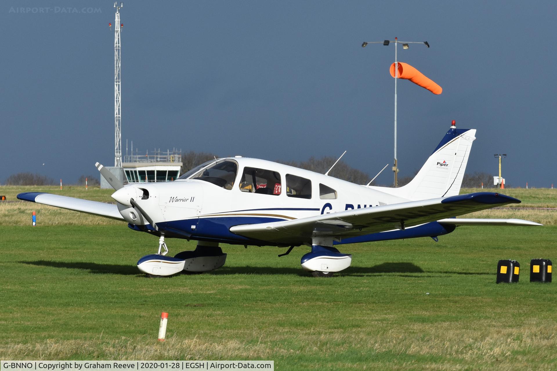 G-BNNO, 1981 Piper PA-28-161 Cherokee Warrior II C/N 28-8116099, Parked at Norwich.