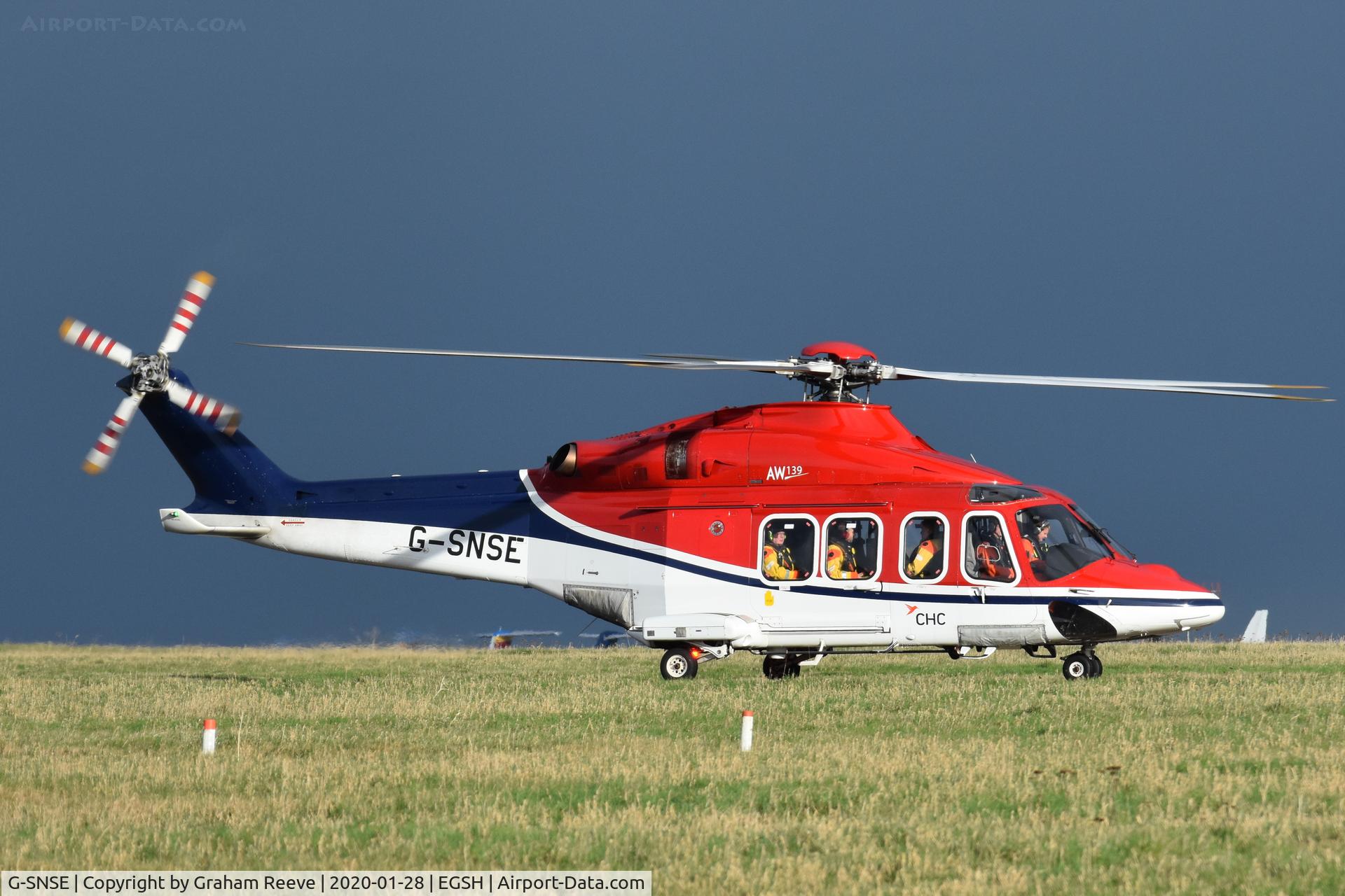 G-SNSE, 2014 AgustaWestland AW-139 C/N 31561, Just landed at Norwich.