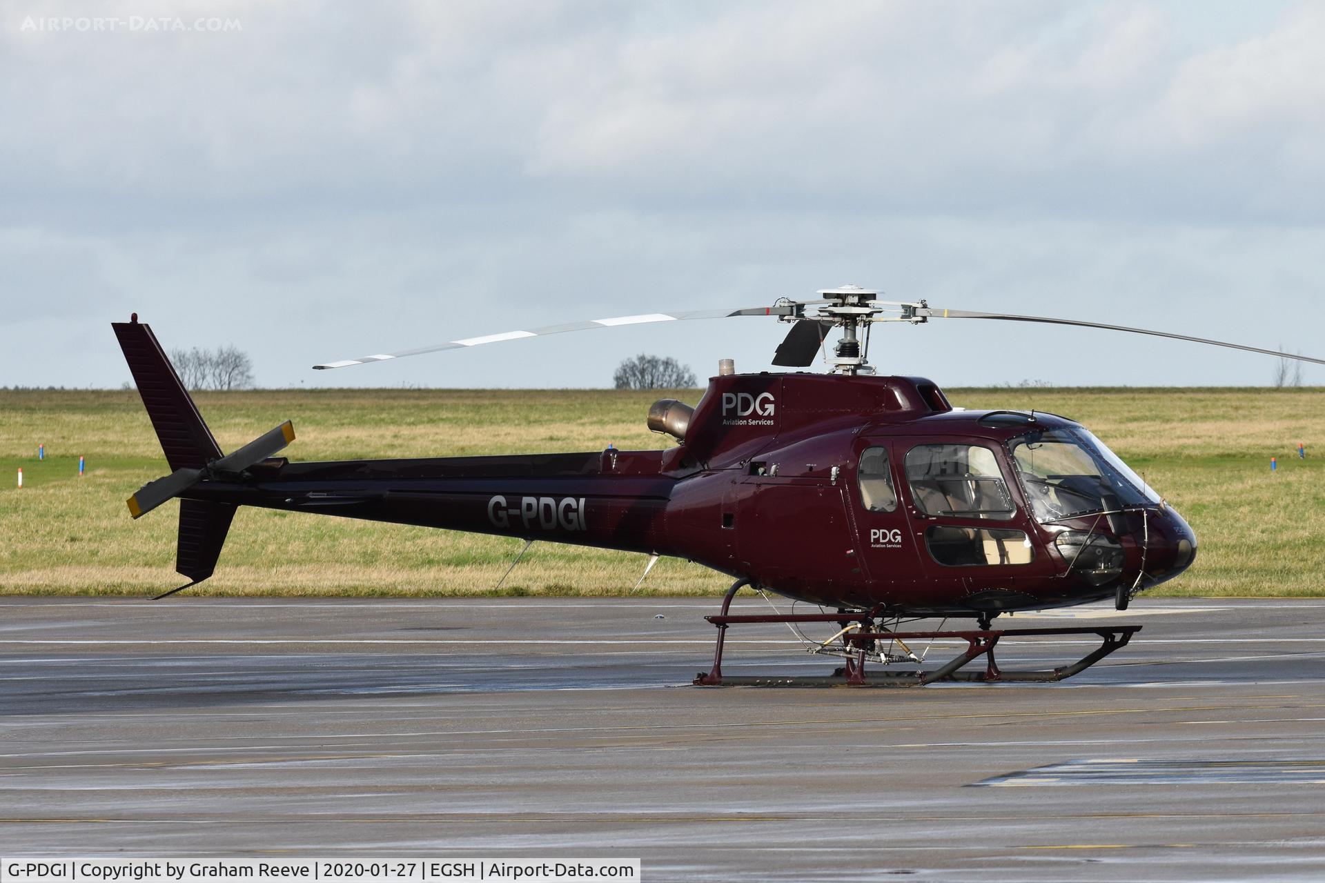 G-PDGI, 1987 Aerospatiale AS-350B-1 Ecureuil C/N 1991, Parked at Norwich.