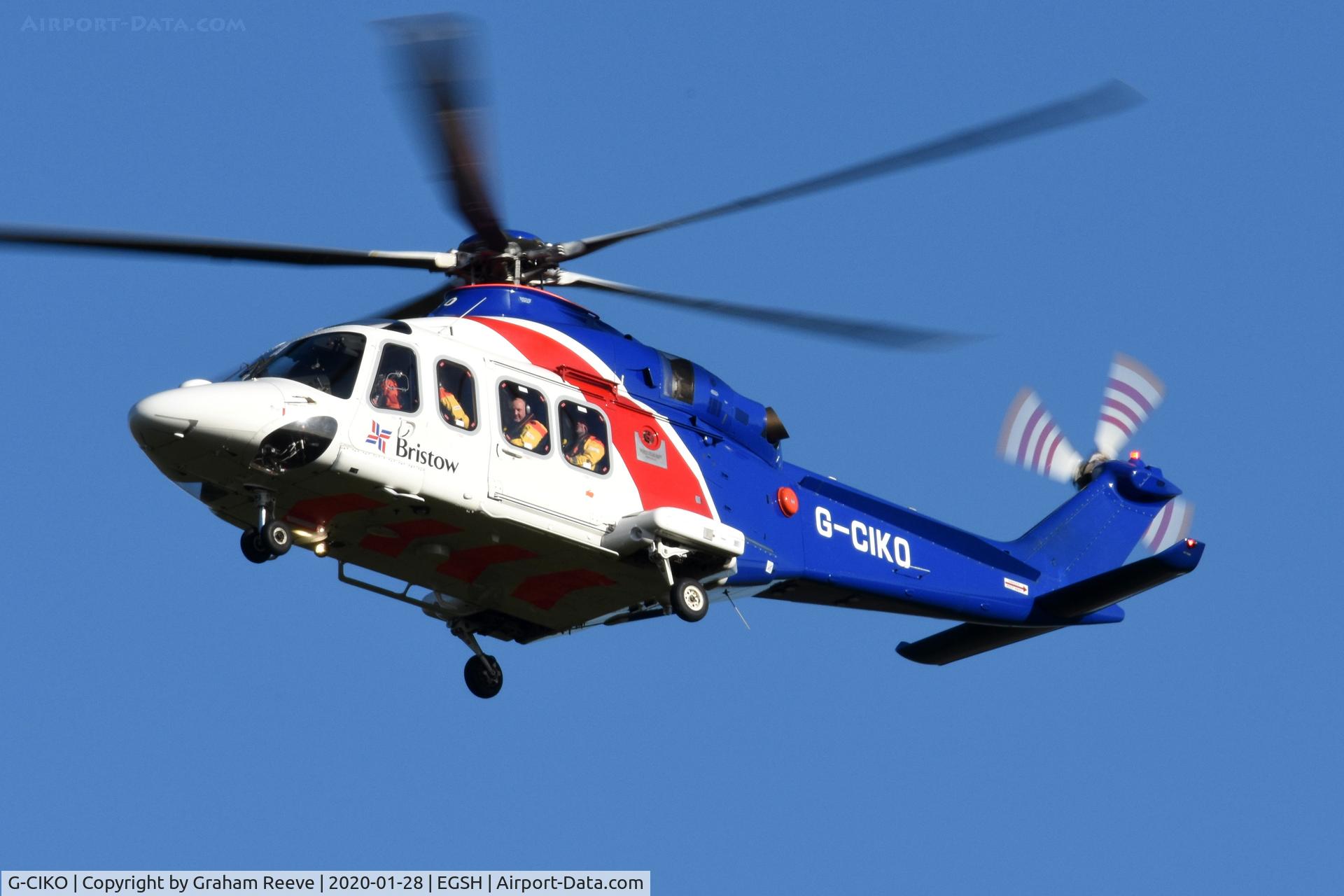 G-CIKO, 2014 AgustaWestland AW-139 C/N 41378, Landing at Norwich.