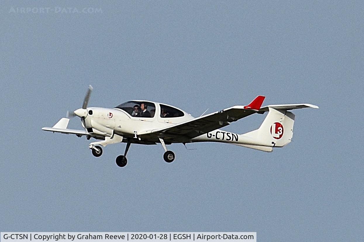 G-CTSN, 2014 Diamond DA-40NG Diamond Star C/N 40.N180, Departing from Norwich.