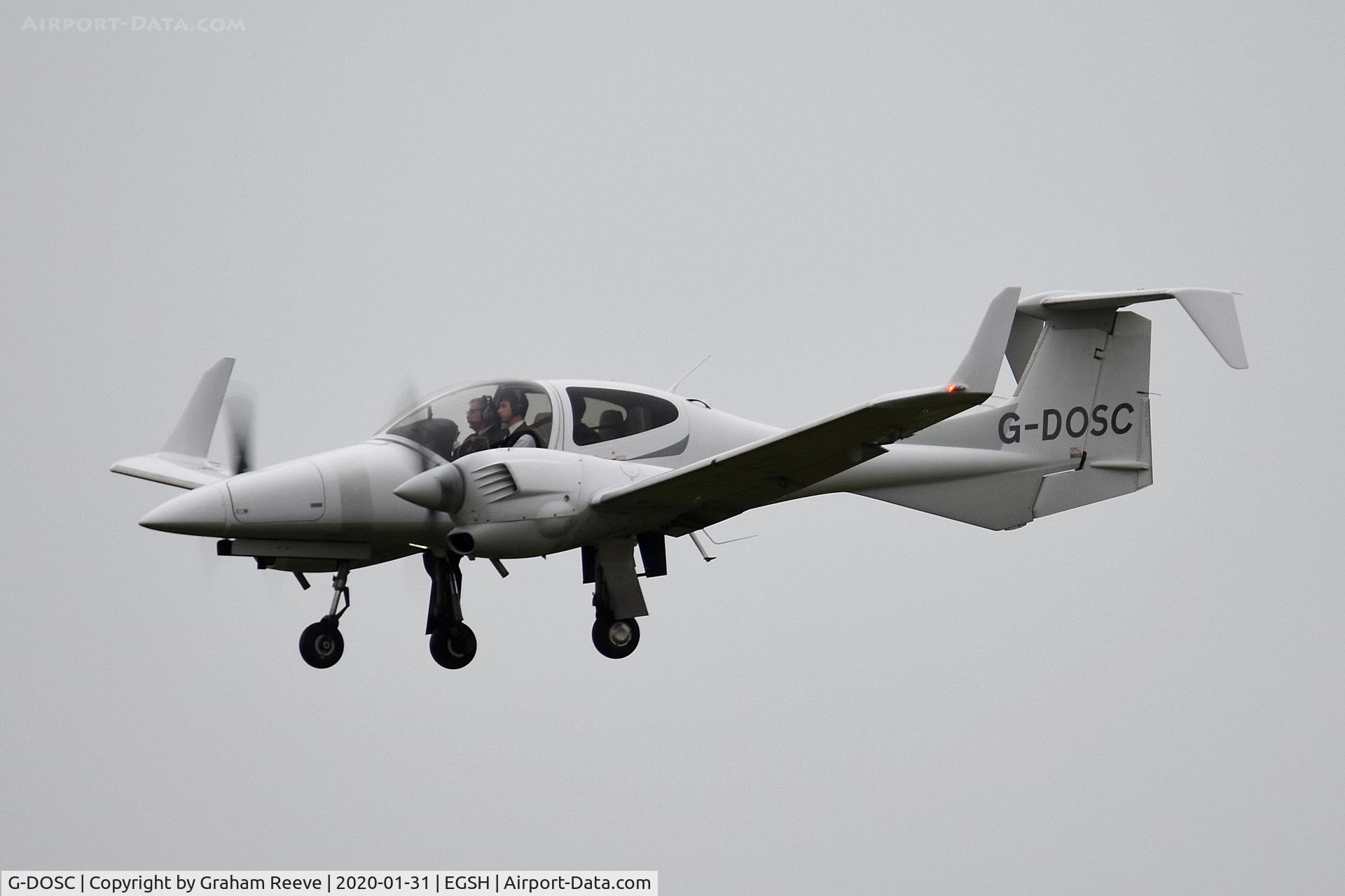 G-DOSC, Diamond DA-42M Twin Star C/N 42M.001, Landing at Norwich.