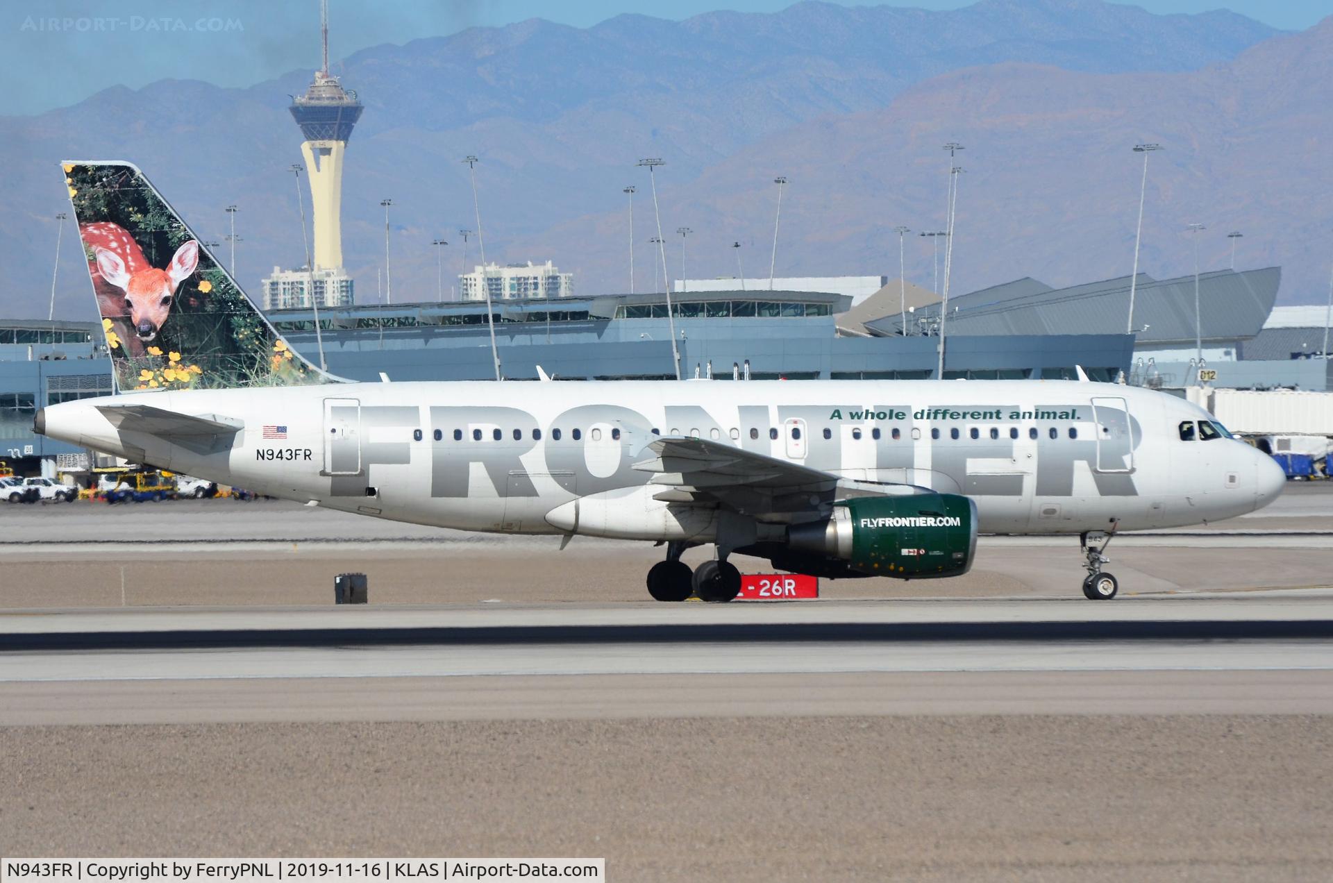 N943FR, 2005 Airbus A319-112 C/N 2518, Frontier A319 back-tracking