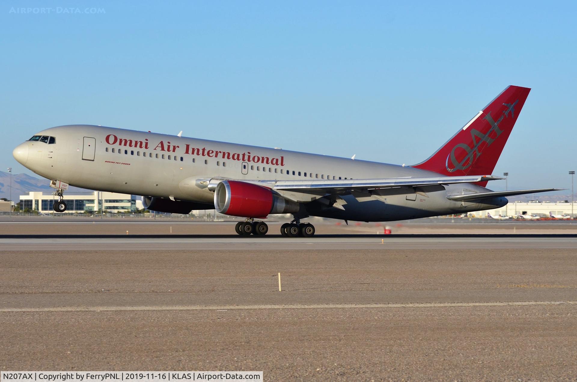 N207AX, 2001 Boeing 767-224 C/N 30438, Omni B762 landing late afternoon in LAS
