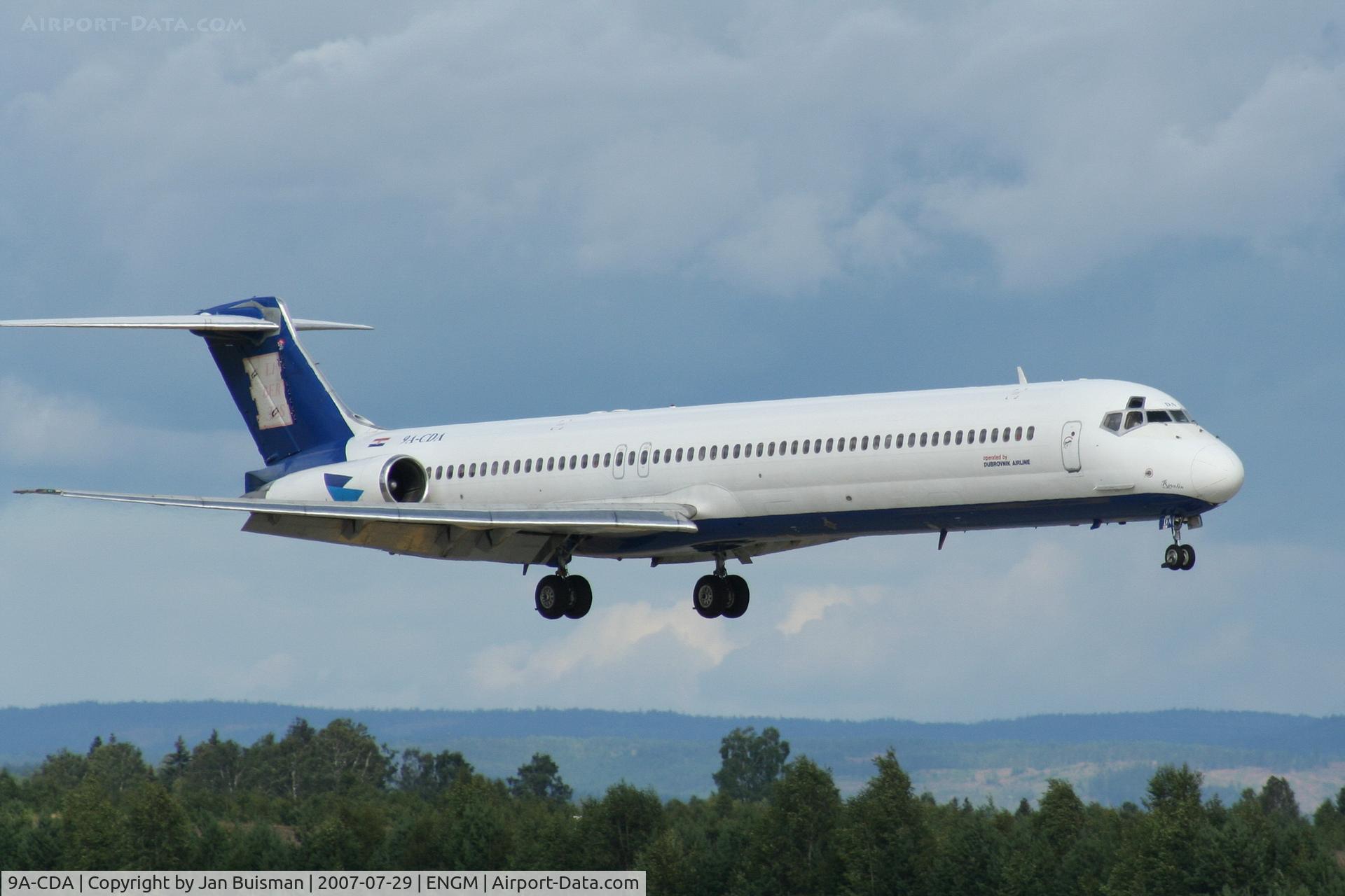 9A-CDA, 1987 McDonnell Douglas MD-83 (DC-9-83) C/N 49602, Dubrovnik Airlines