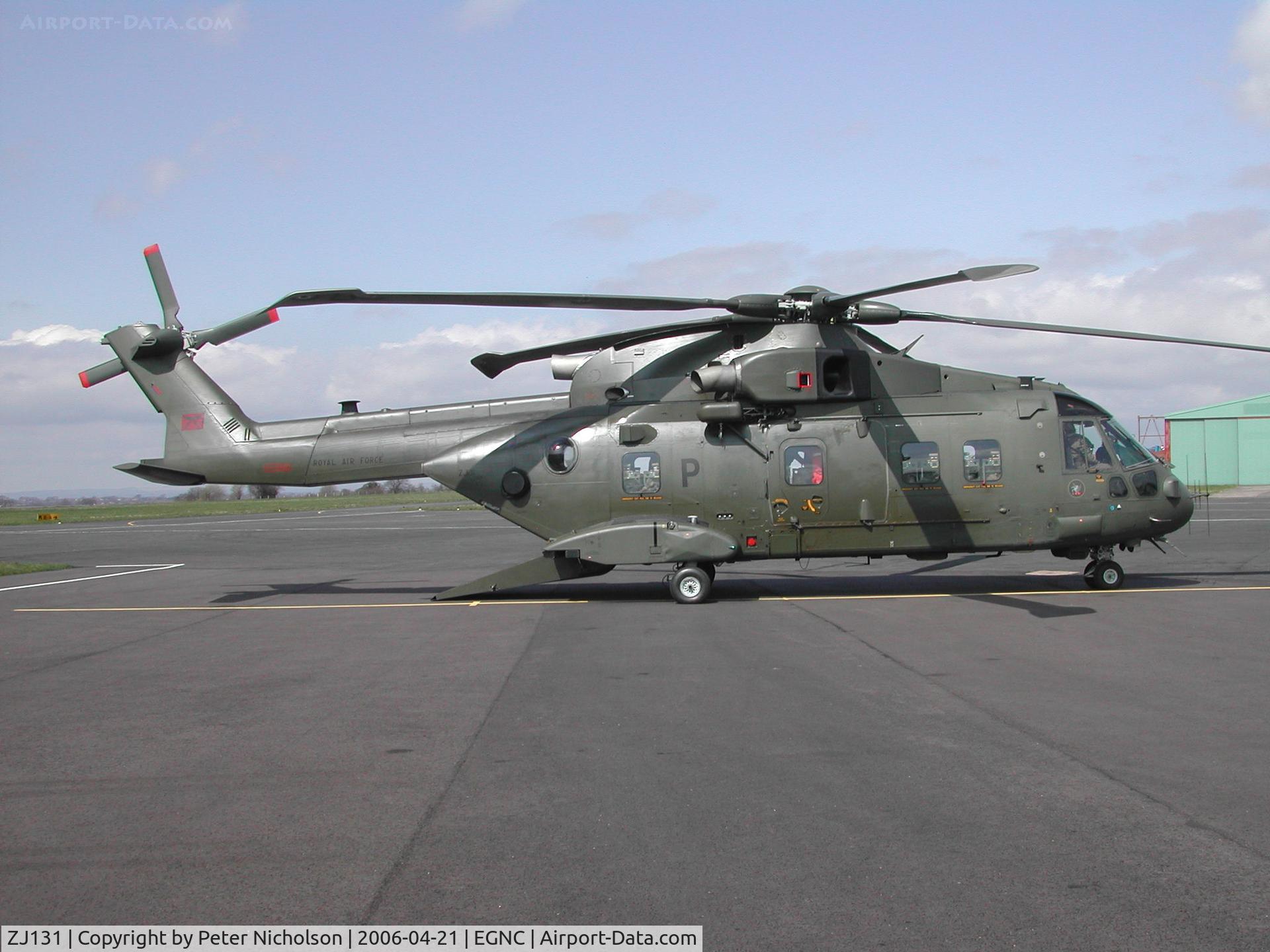ZJ131, 2002 EHI EH101-411 Merlin HC4 C/N 50173/RAF15, Merlin HC.3, callsign Machette, of 28 Squadron at RAF Benson as seen at Carlisle in April 2006.